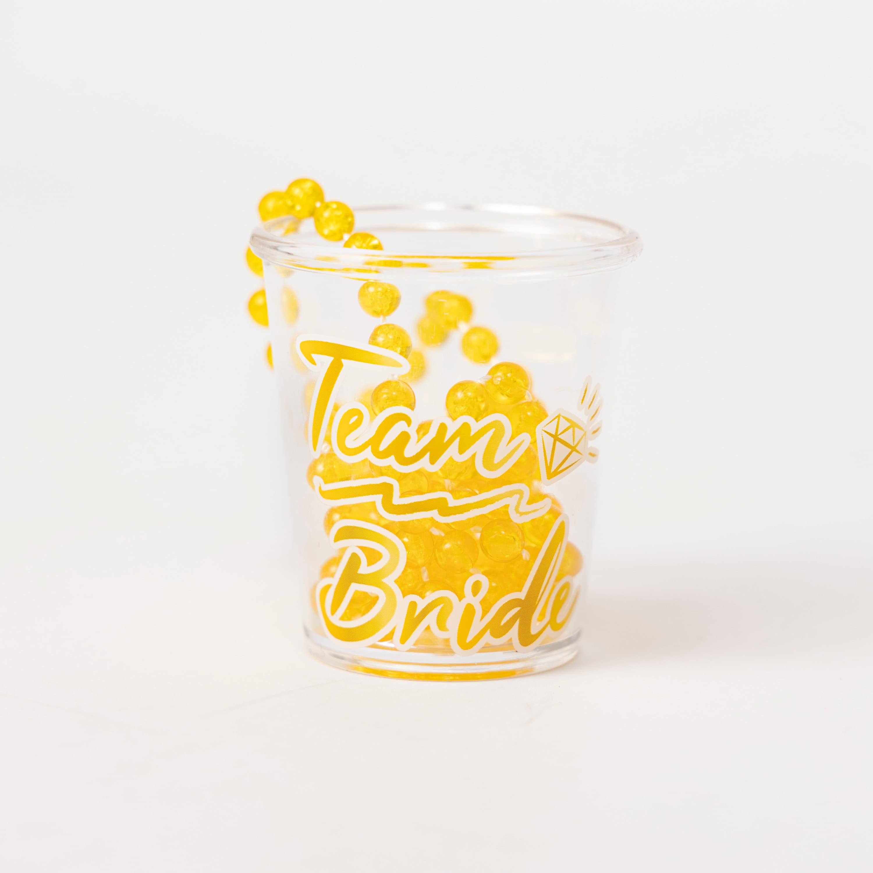 Team bride Yellow Hen Night Party bride to be Shot Glass Glasses & Necklace - image 3