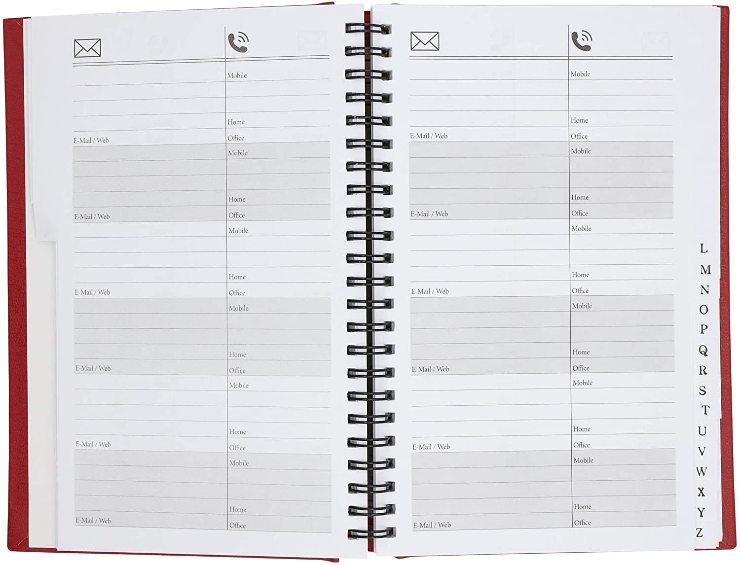 Red Telephone Address Book: A-Z Index, Spiral Design (A5) - image 3