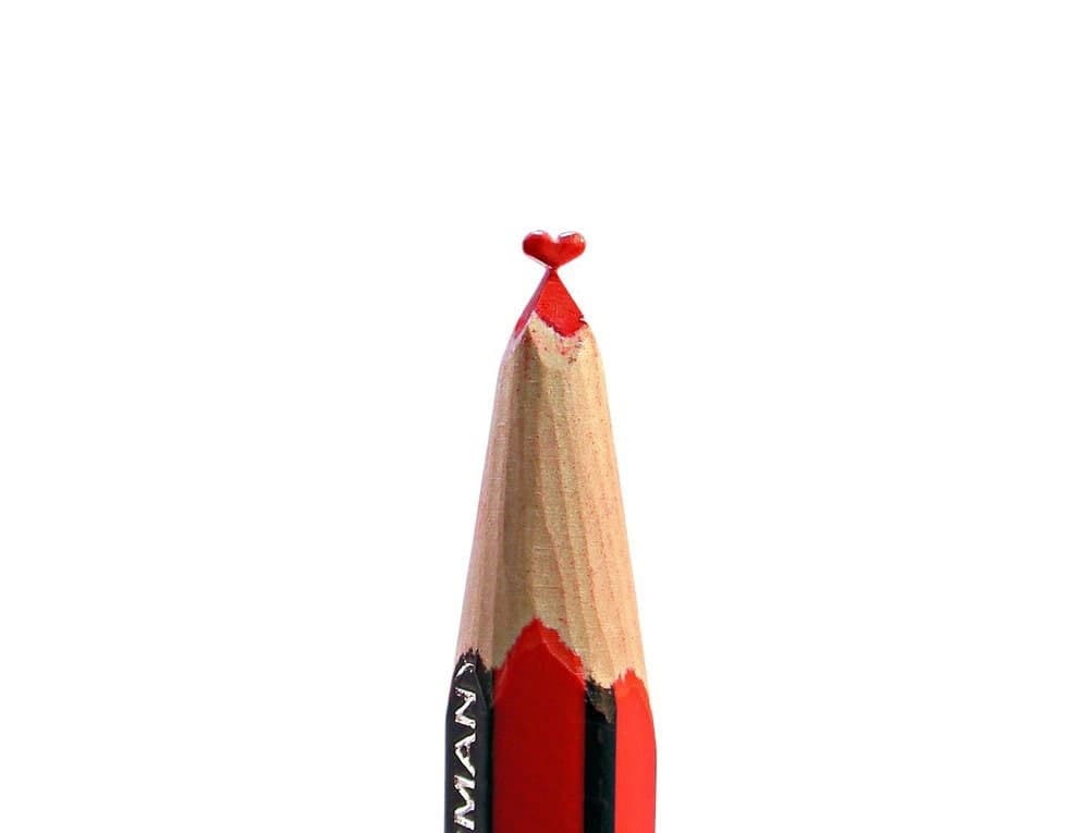 Hand-Carved Pencil Tip Heart Sculpture: Micro Art Gift