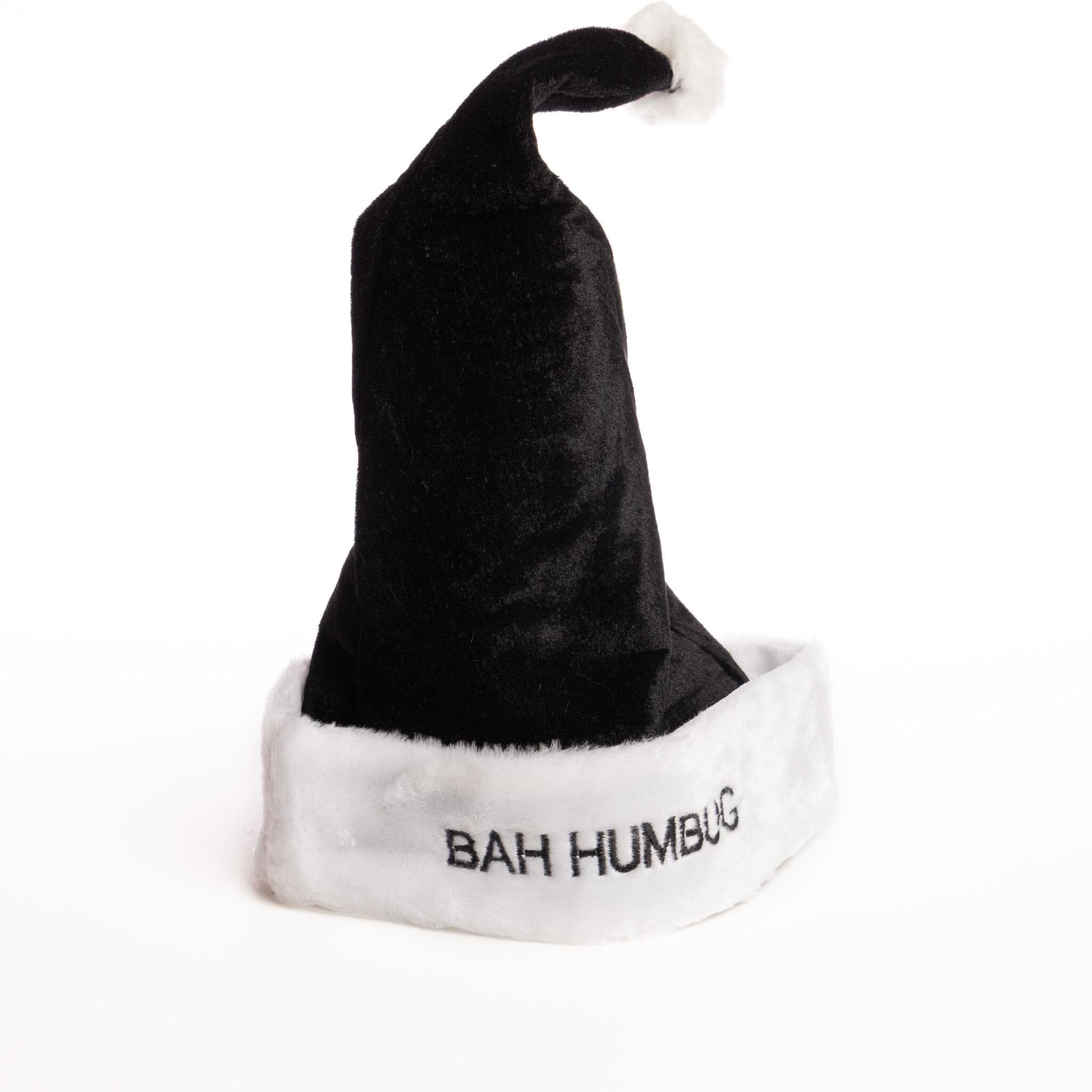 Father Christmas Santa Hat Party Deluxe Fancy Dress Bah Humbug Traditional black - image 3