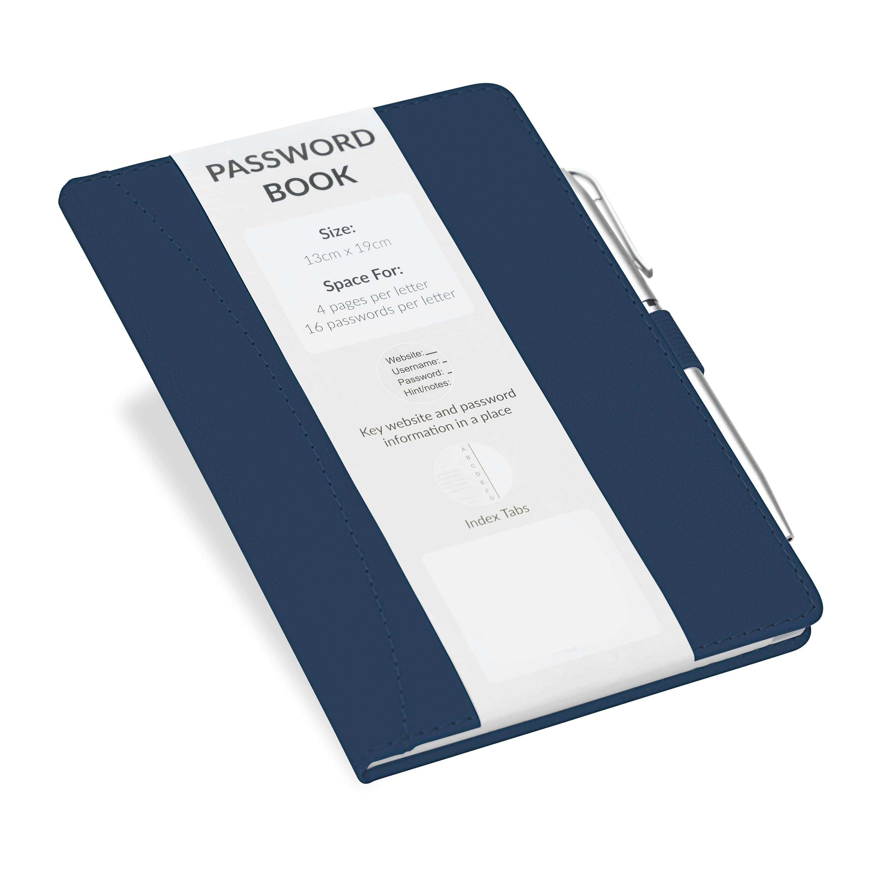 Password Username Book A-Z Index Hard Back A5 Contact Book navy With Pen - image 3