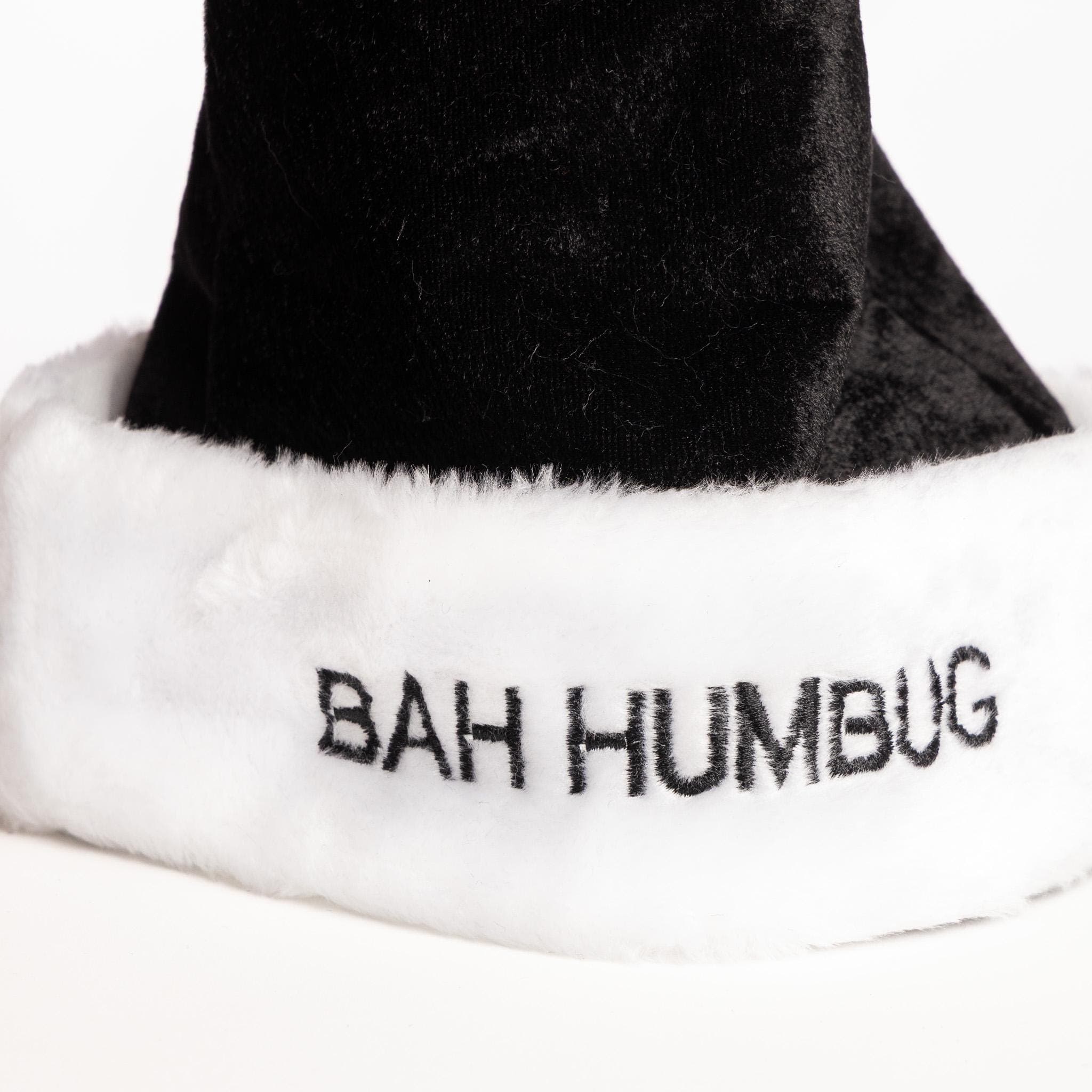 Father Christmas Santa Hat Party Deluxe Fancy Dress Bah Humbug Traditional black - image 5