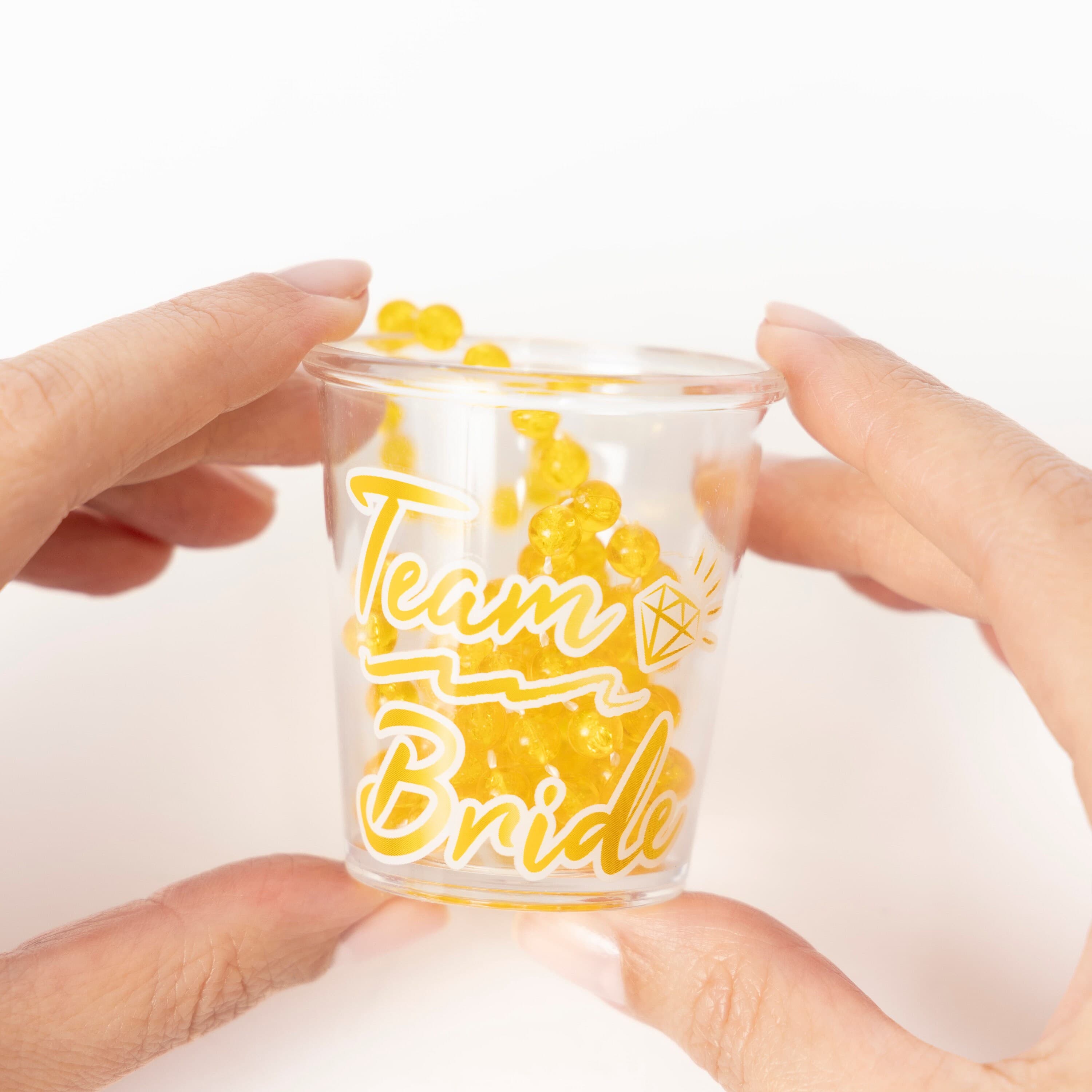 Team bride Yellow Hen Night Party bride to be Shot Glass Glasses & Necklace - image 5
