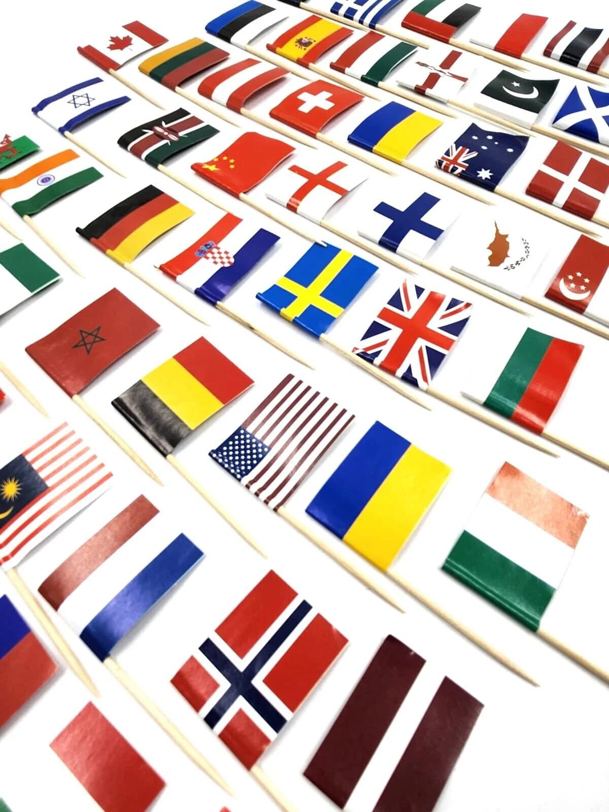 50 x World Flags Cocktail Sticks International and Ethnic Event Mini Food Flags - image 5