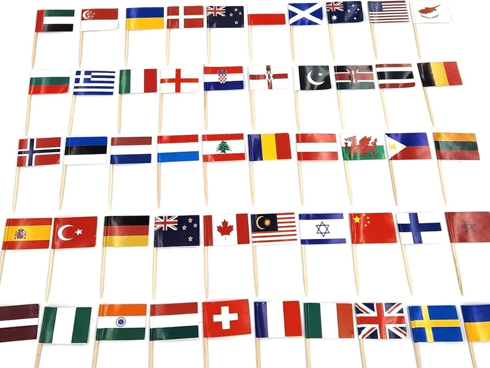 50 x World Flags Cocktail Sticks International and Ethnic Event Mini Food Flags - image 4
