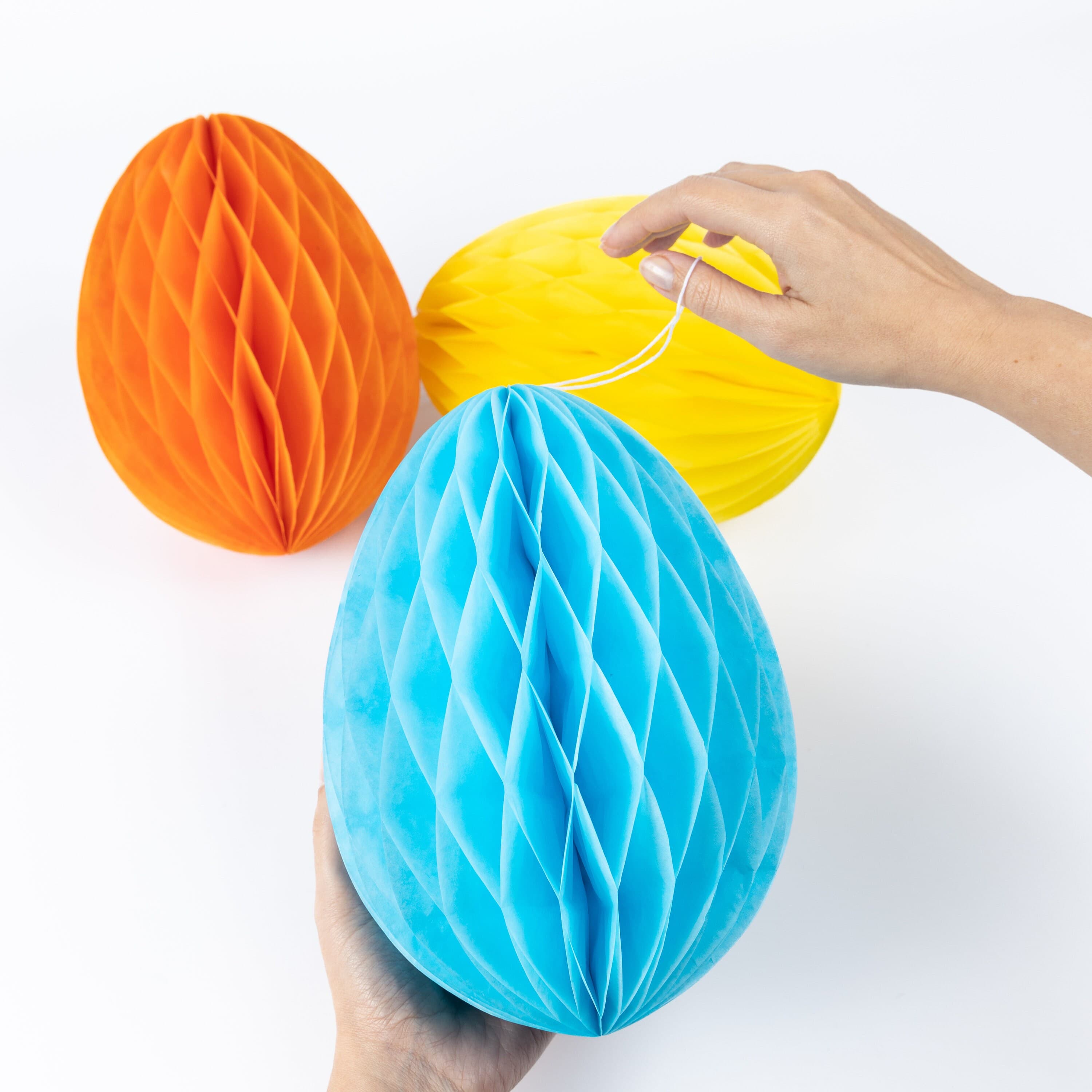 3 X 25cm Large Honeycomb tissue Paper Easter Egg Hanging Decorations Party Wedding Tree - image 3