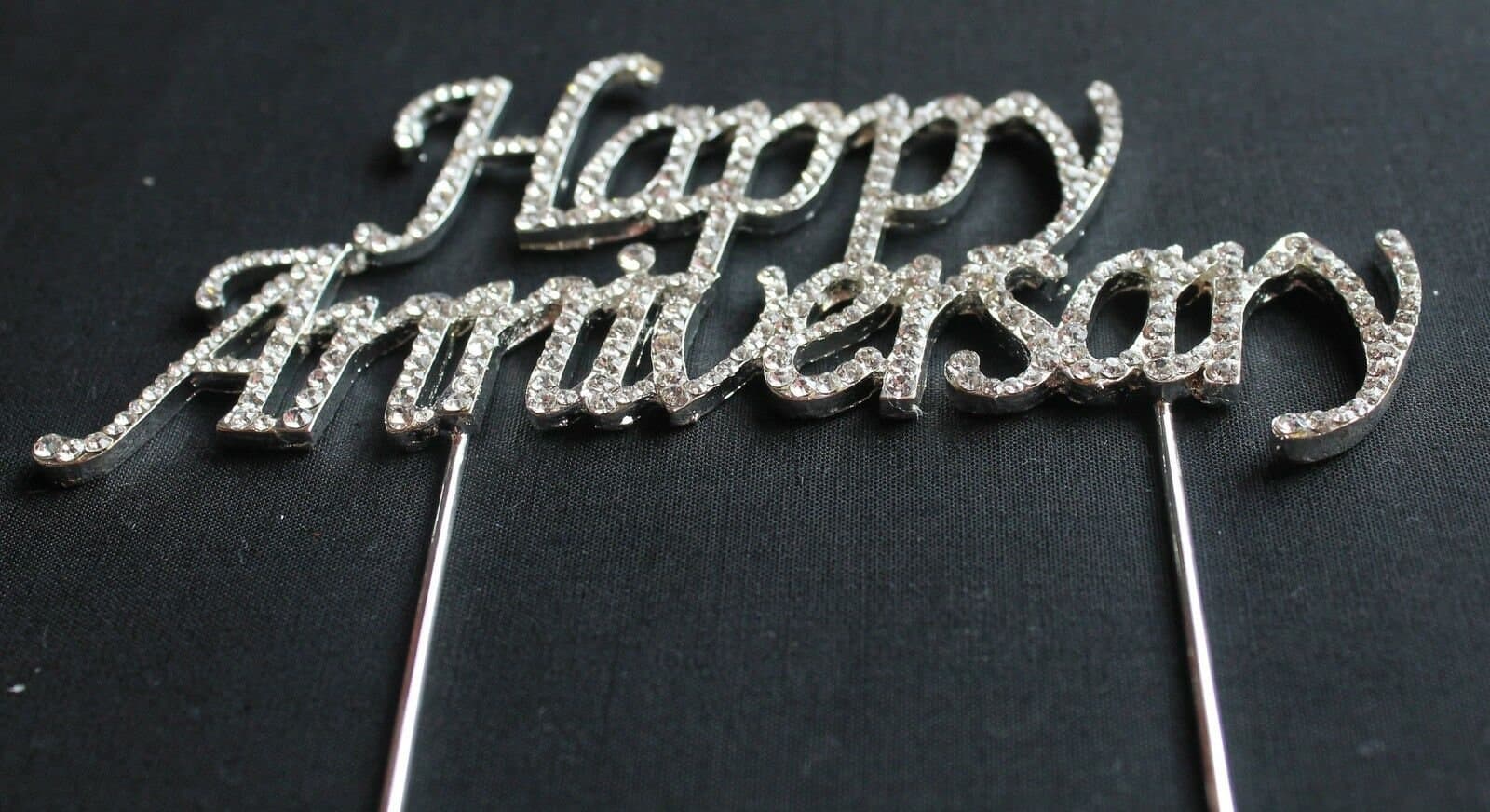 Happy Anniversary Cake Pick Topper Decoration Diamante Sparkly - image 4