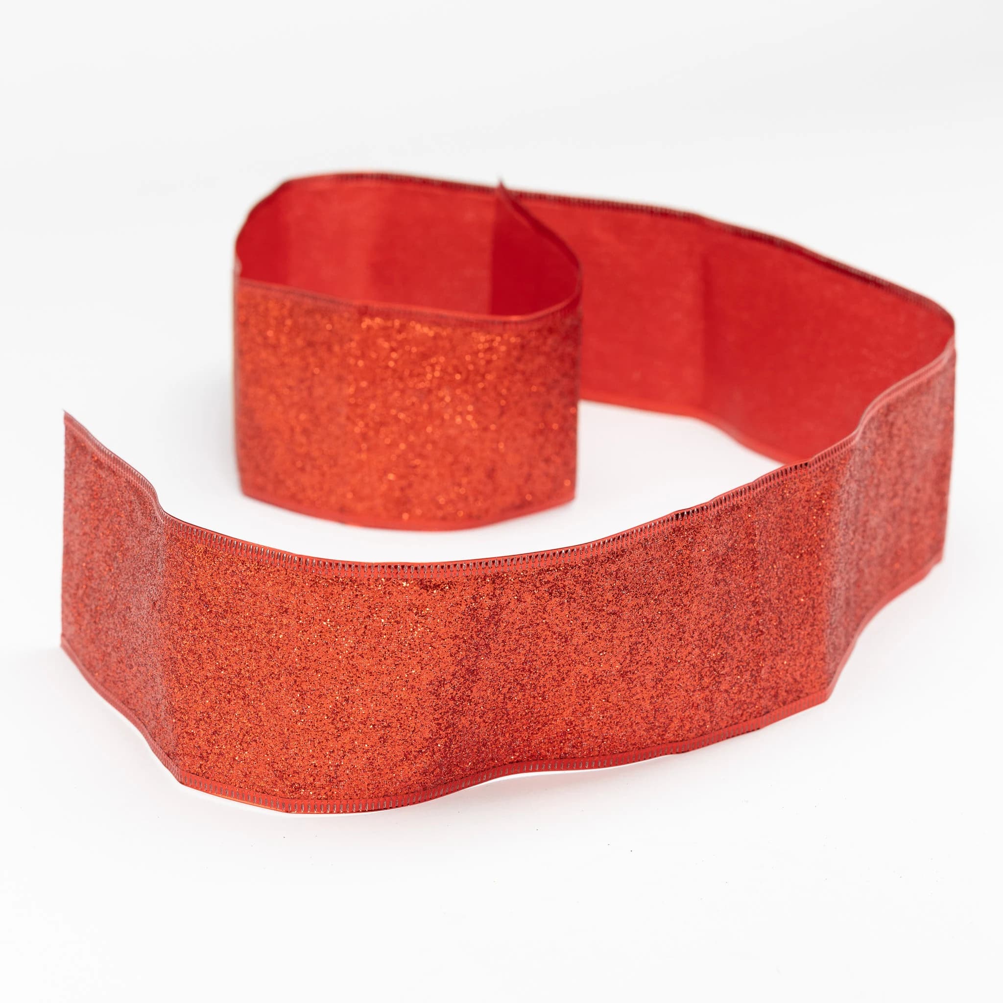 Christmas Cake Ribbon Frills Decoration Wired Band Traditional 1 Yard Lengths red glitter - image 3