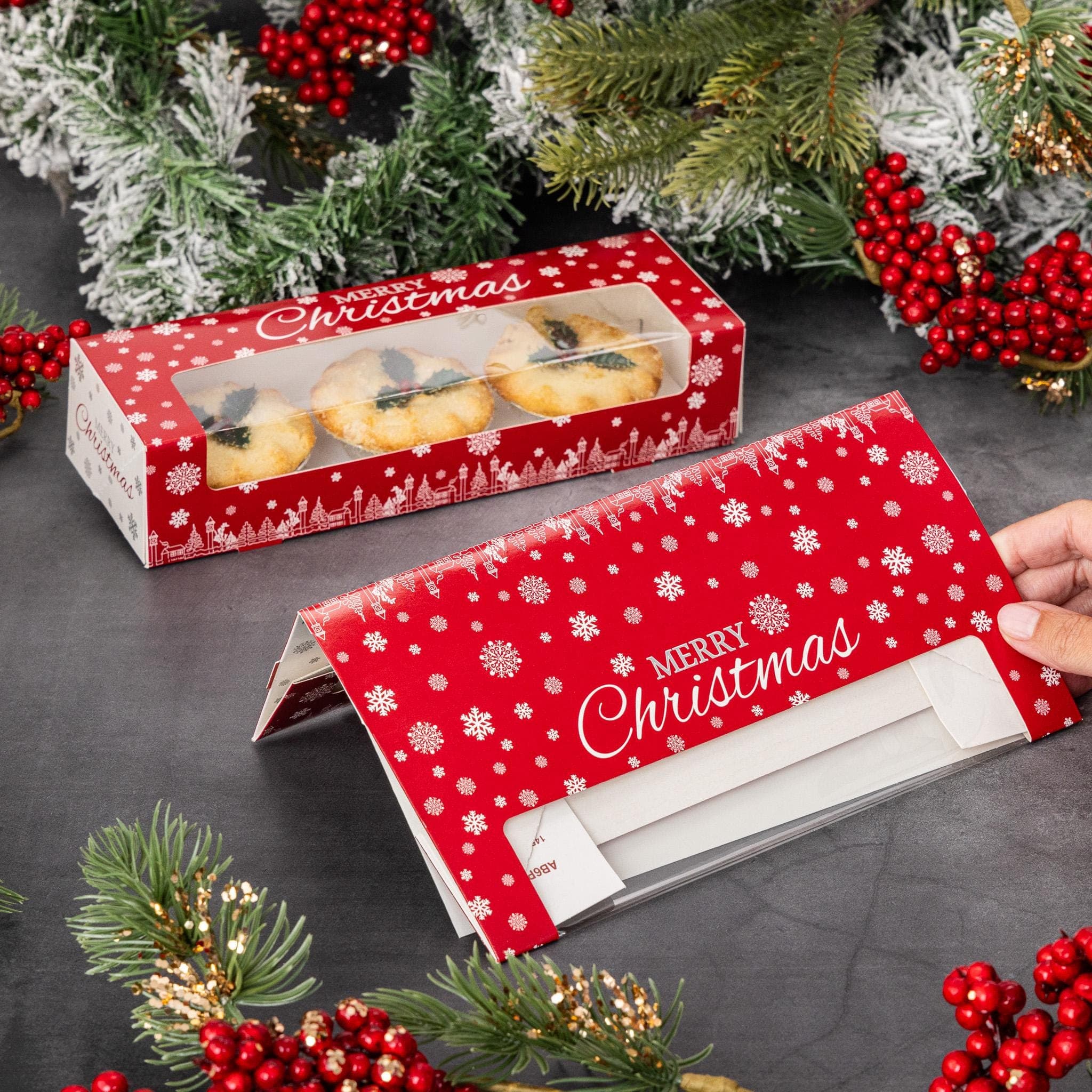 6 x Mince Pie Box Christmas Double Stack Boxes Hold 3 or 6 Cakes - image 3