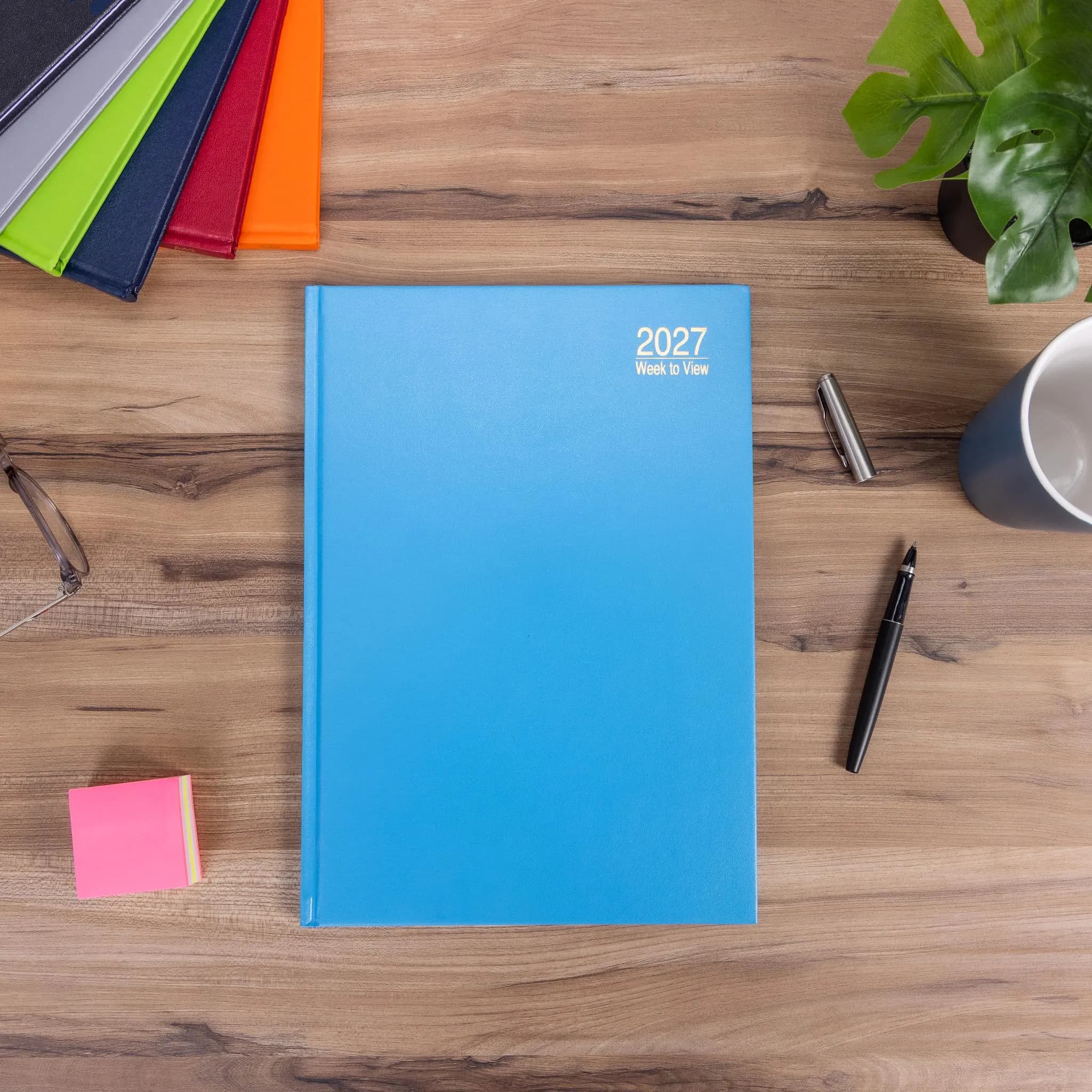 2027 Diary A4 Week to View, Large Hardback Desk Planner in 12 Colours, Full Year Office Diary - image 4