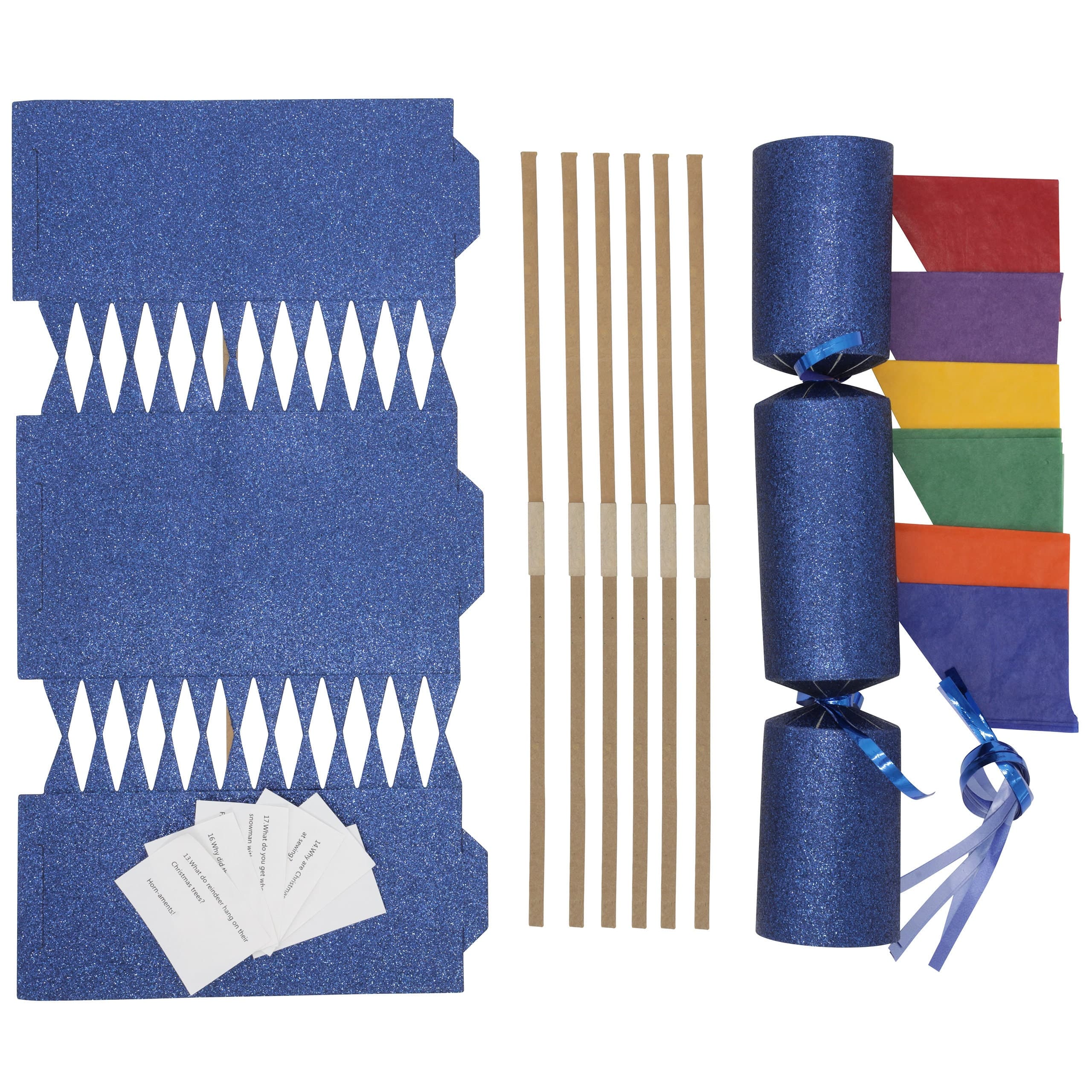 12 Make Your Own Christmas Cracker kit Crackers Hats Snaps navy glitter - image 3