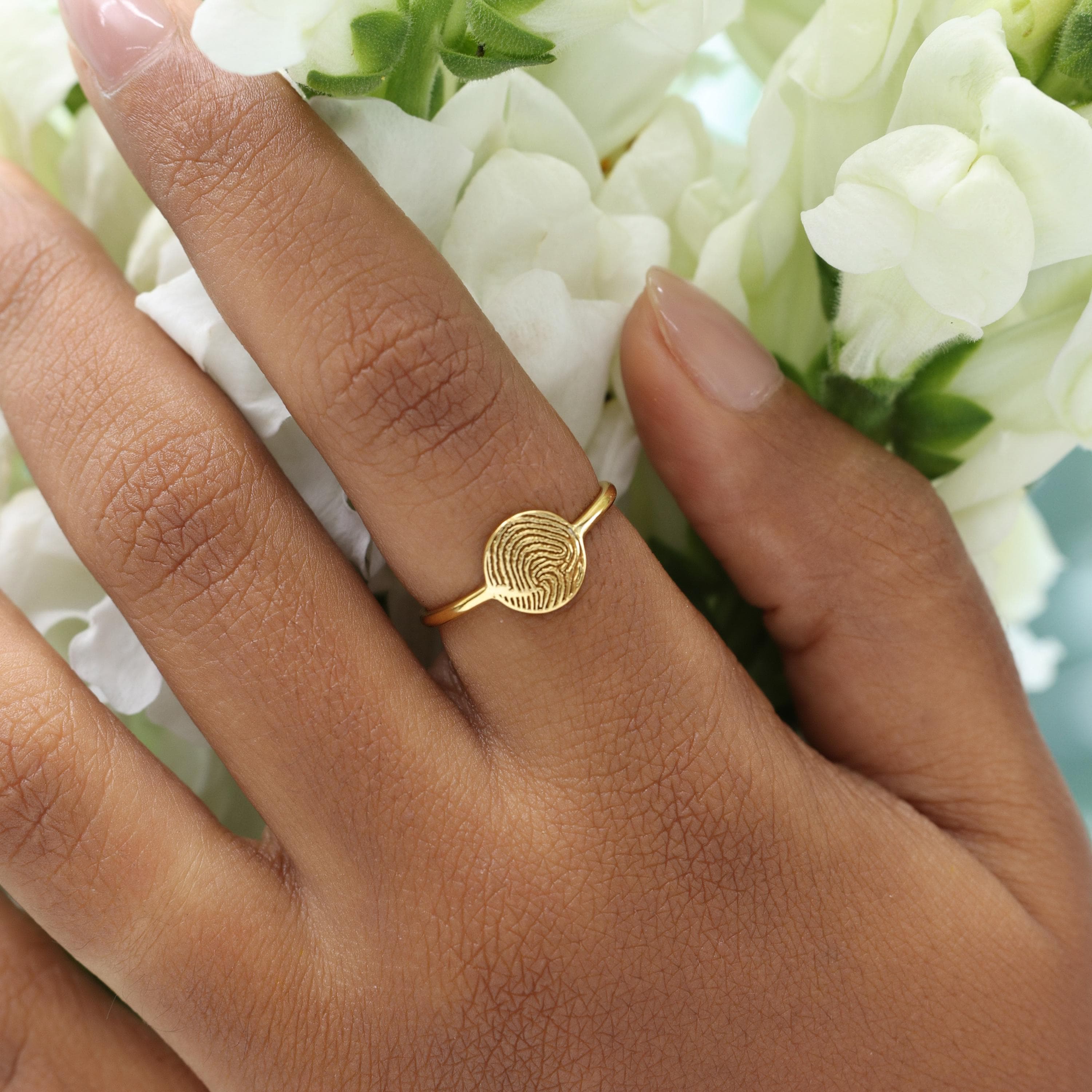 Memorial Thumbprint Ring - Personalized Fingerprint Jewelry - Custom Engraved Jewelries - Mother Day Gifts - image 5