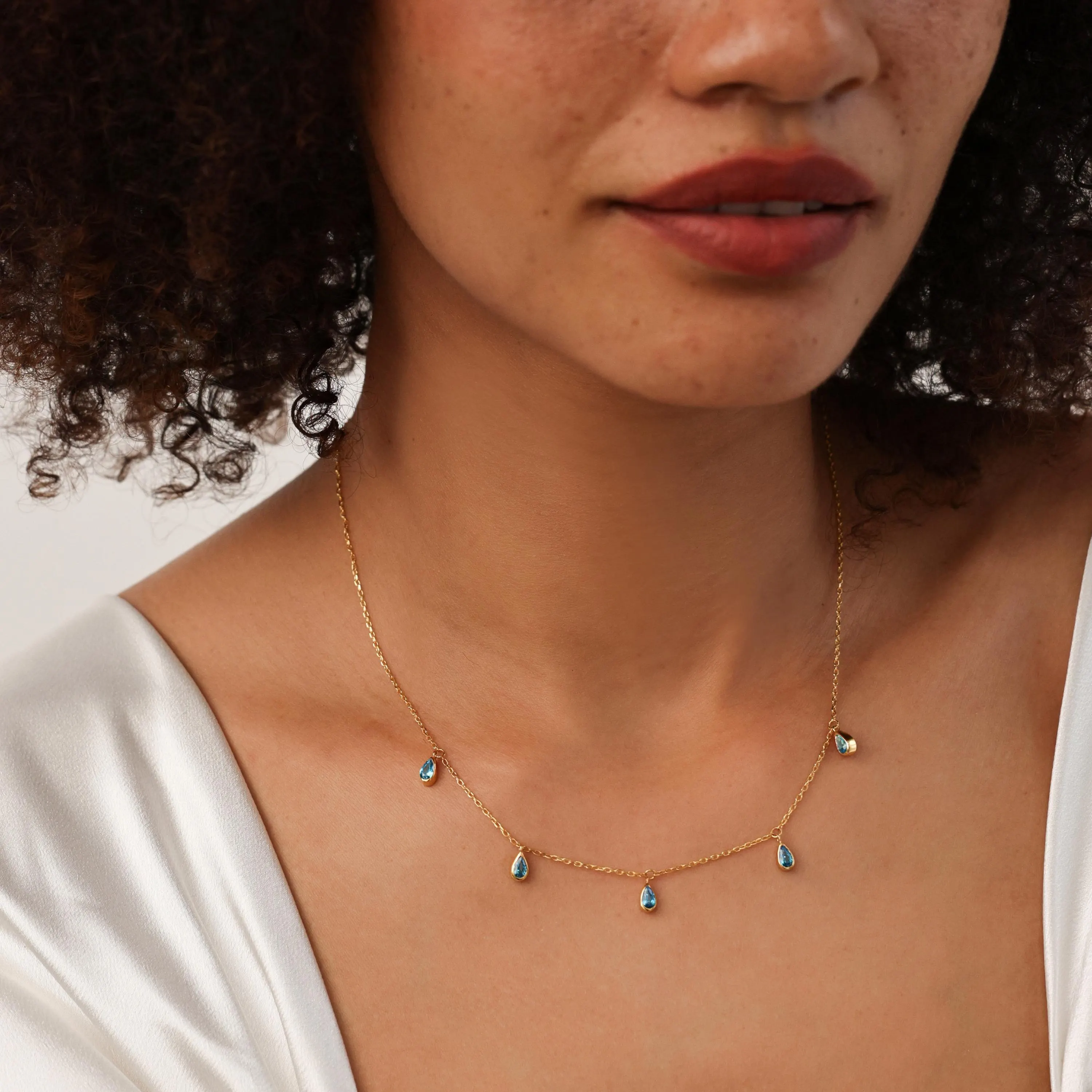 Customizable Birthstone Necklace | Tear Drop Gem Choker | Gemstone Jewelry | Mother's Day - Christmas Gifts - image 4