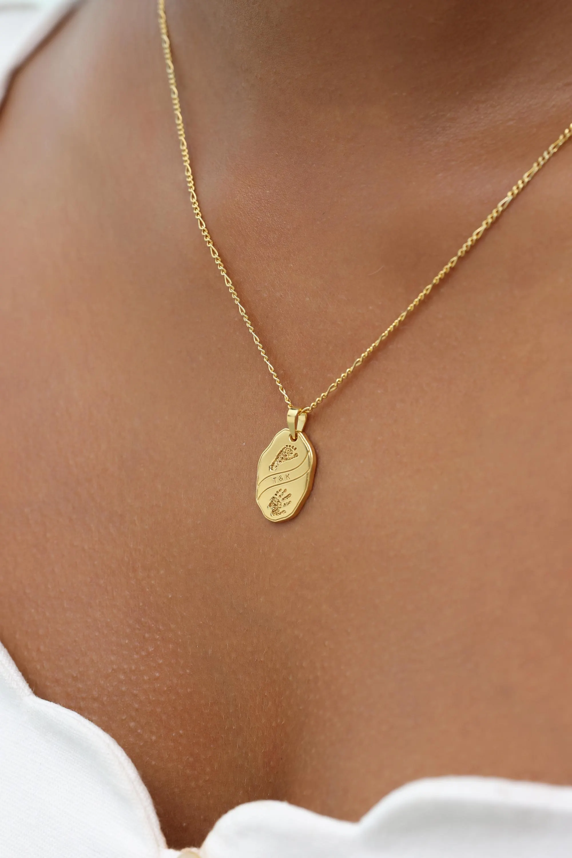 Custom Oval Footprint Necklace | Memorial Jewelry| Personalized Handprint Keepsake | Mother Day Gift - image 3