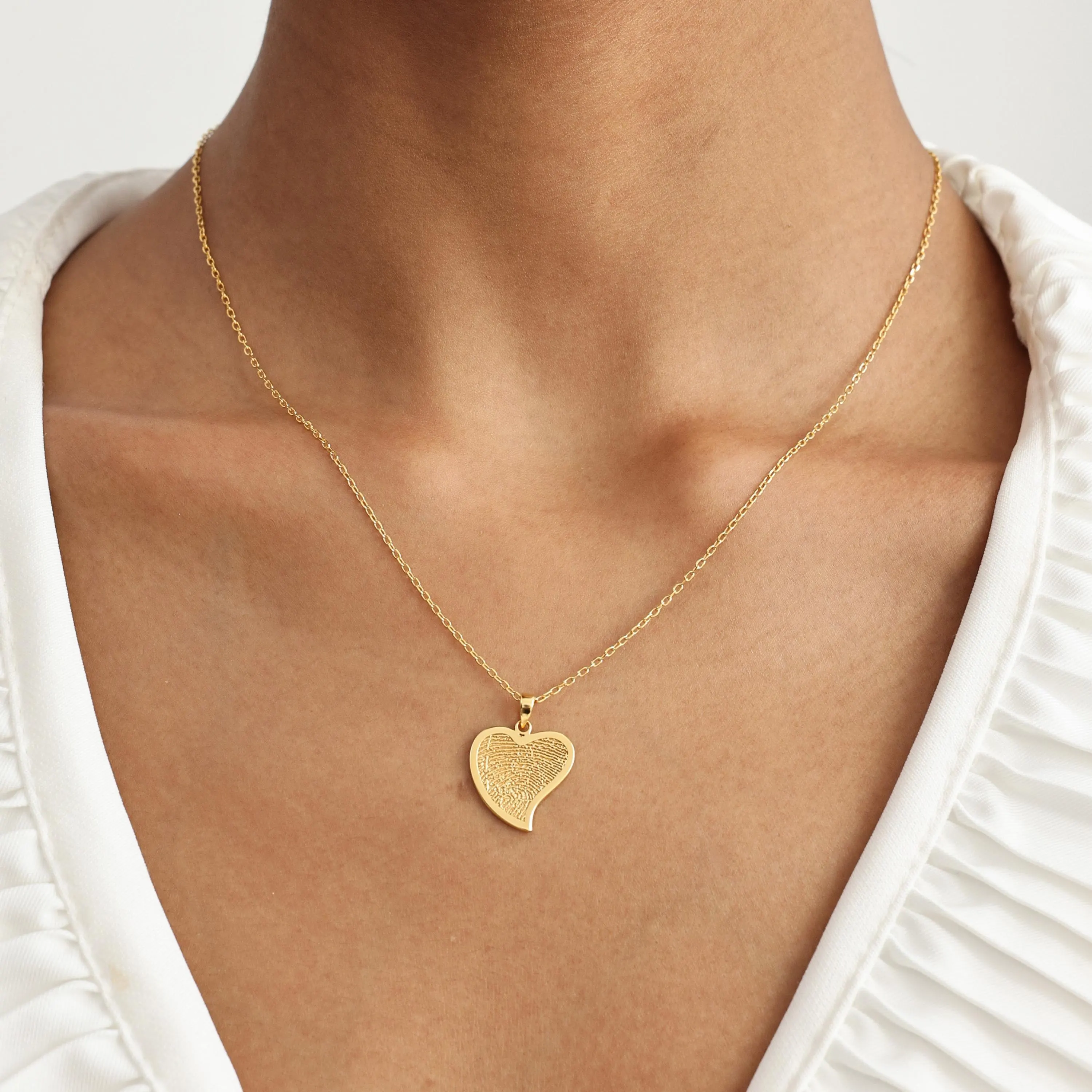 Heart Charm Fingerprint Necklace TSK Silver | Actual Thumbprint Jewelry | Mother's Day - Christmas Gifts - image 4
