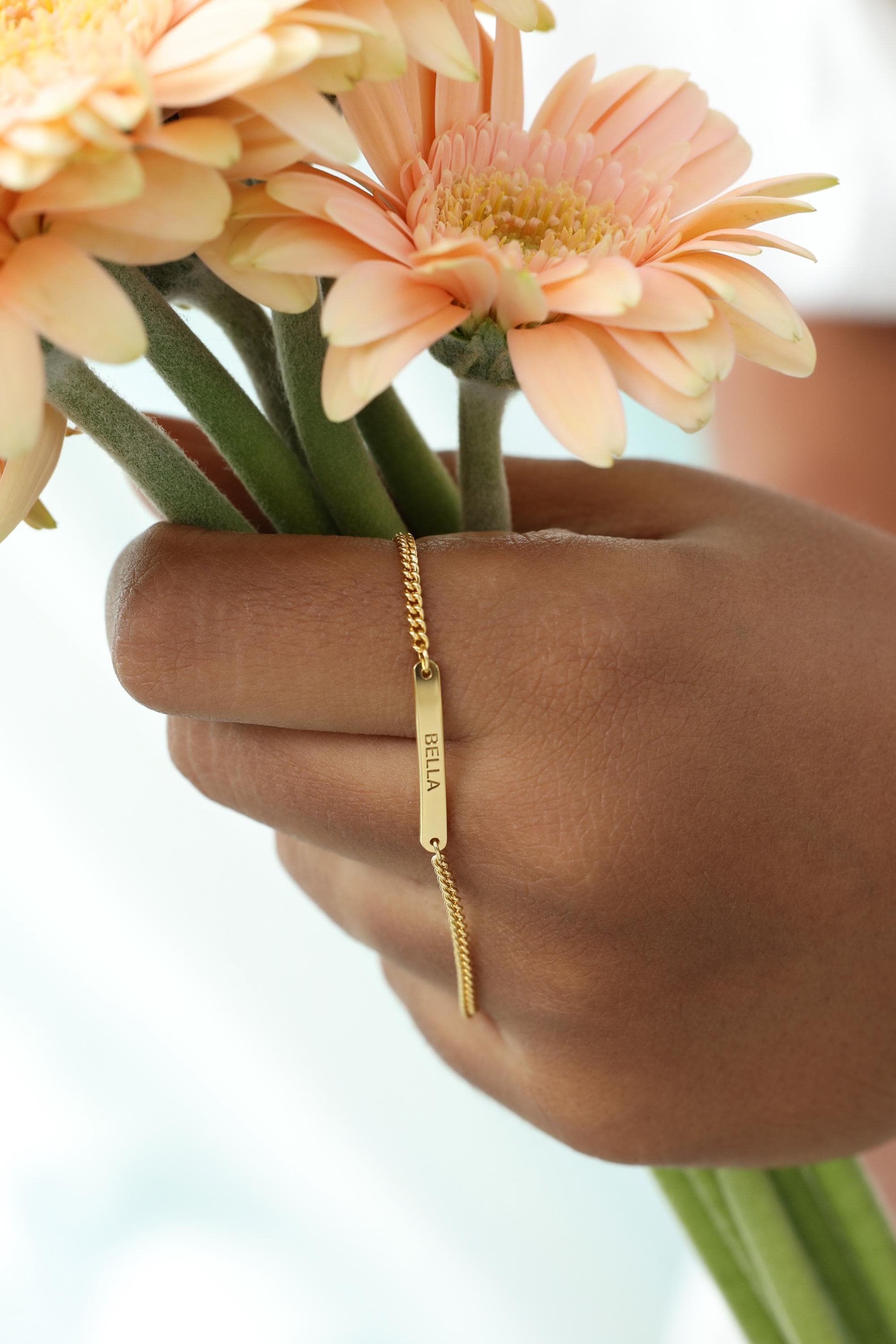 Custom Engraved Mini Bar Bracelet with Curb Chain | Dainty Name Stackable Jewelry | Christmas Gifts - image 3
