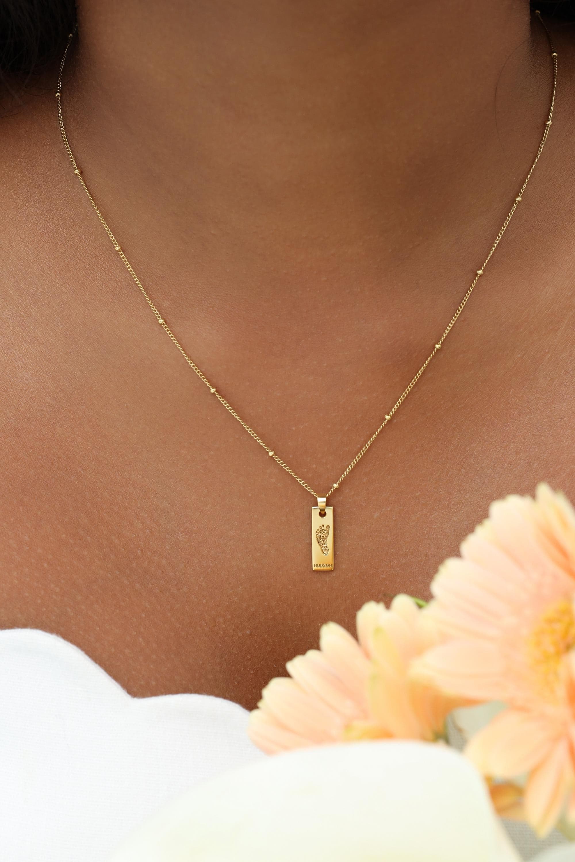 Vertical Bar Handprint & Footprint Necklace, Baby Keepsake, Memorial Gifts, Mother’s Day Necklaces - image 3