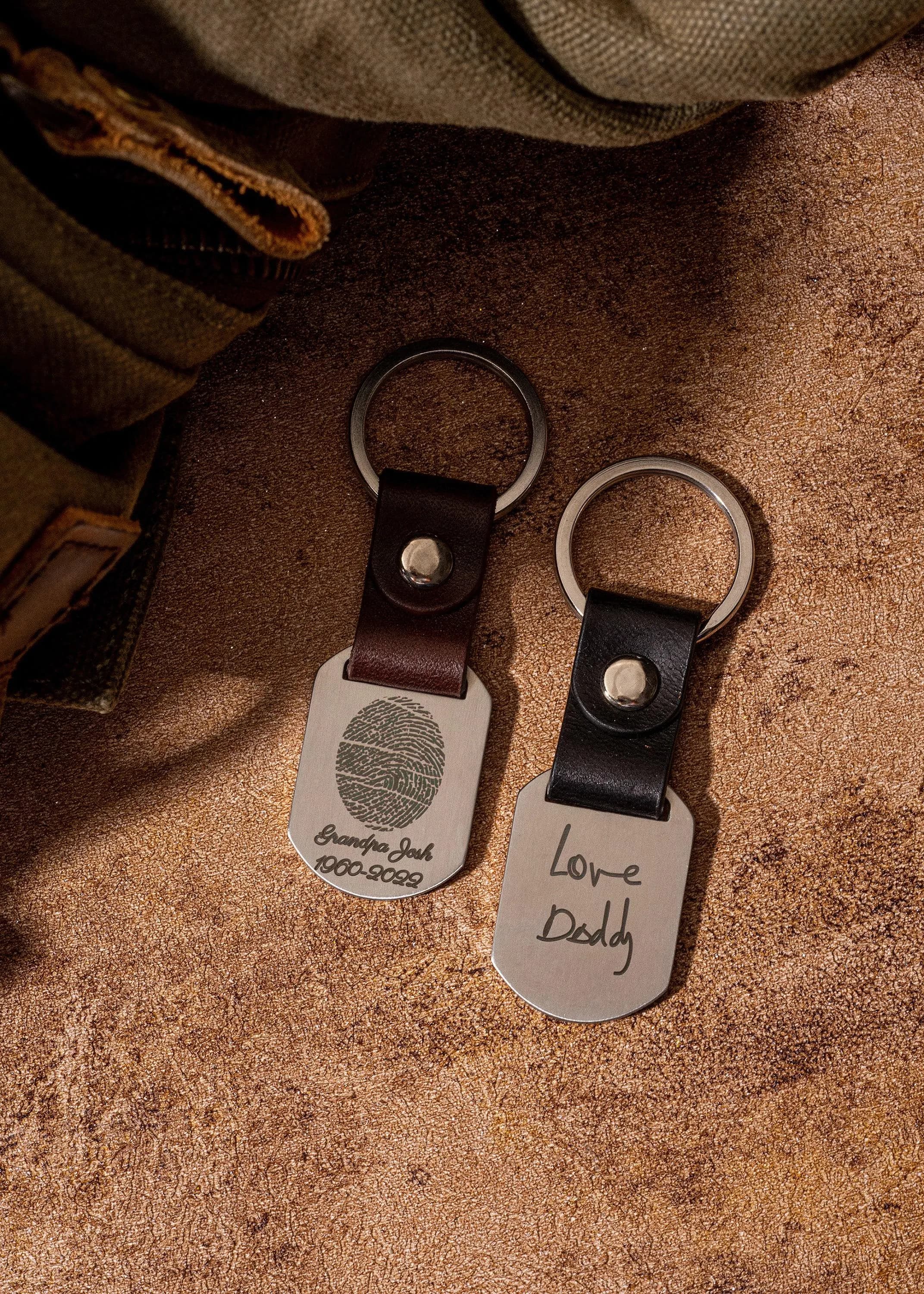 Personalized Fingerprint Dog Tag Keychain by TSK Silver | Custom Handwriting | Valentine Gifts