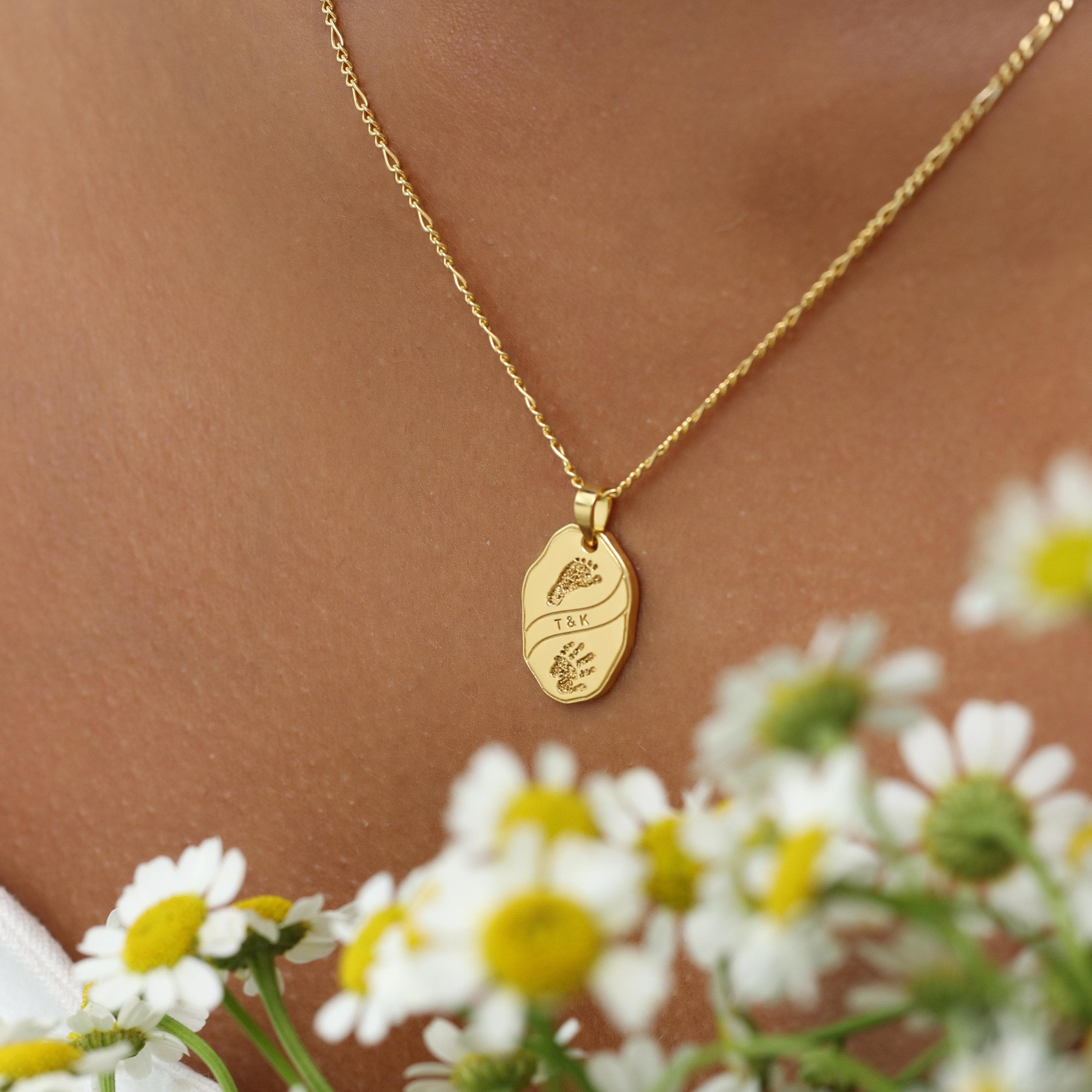 Custom Oval Footprint Necklace | Memorial Jewelry| Personalized Handprint Keepsake | Mother Day Gift - image 5