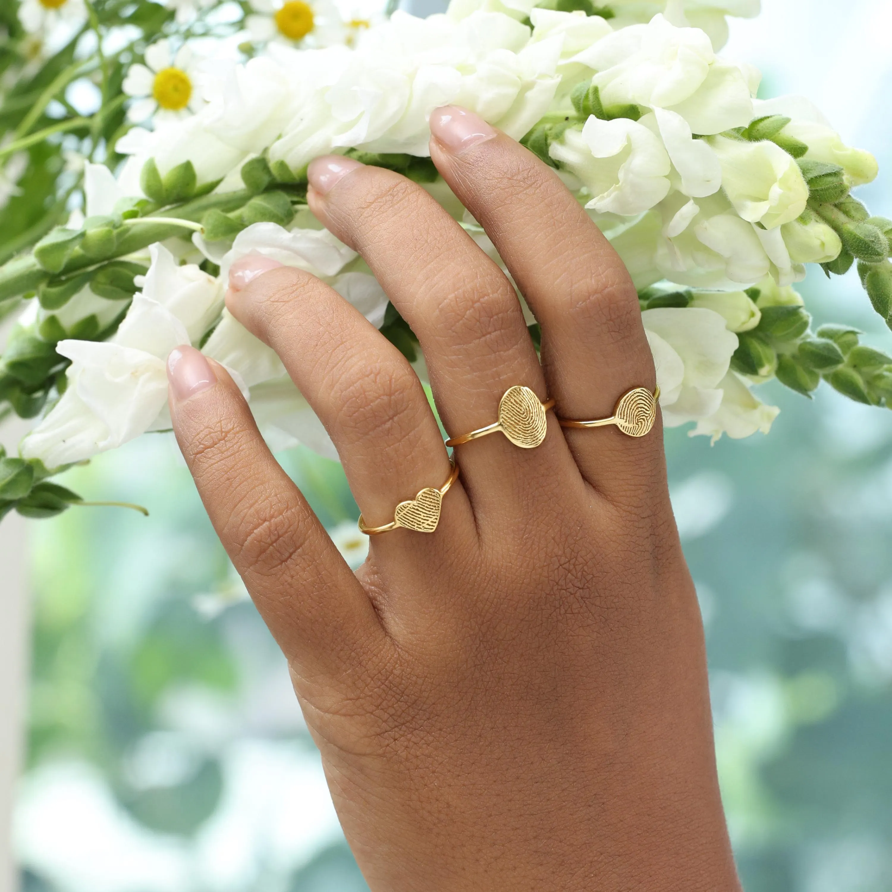 Memorial Thumbprint Ring - Fingerprint Jewelry - Custom Engraved Dainty Rings - Remembrance Jewelries - Mother Day Gifts