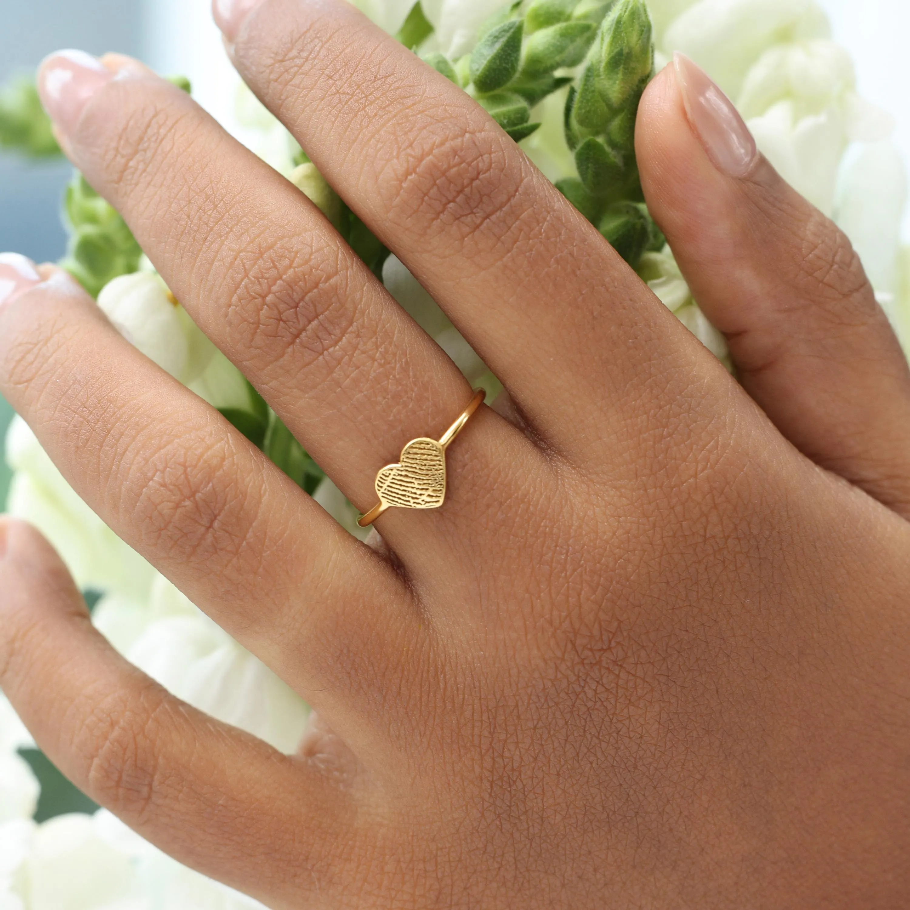 Memorial Thumbprint Ring - Personalized Fingerprint Jewelry - Custom Engraved Jewelries - Mother Day Gifts