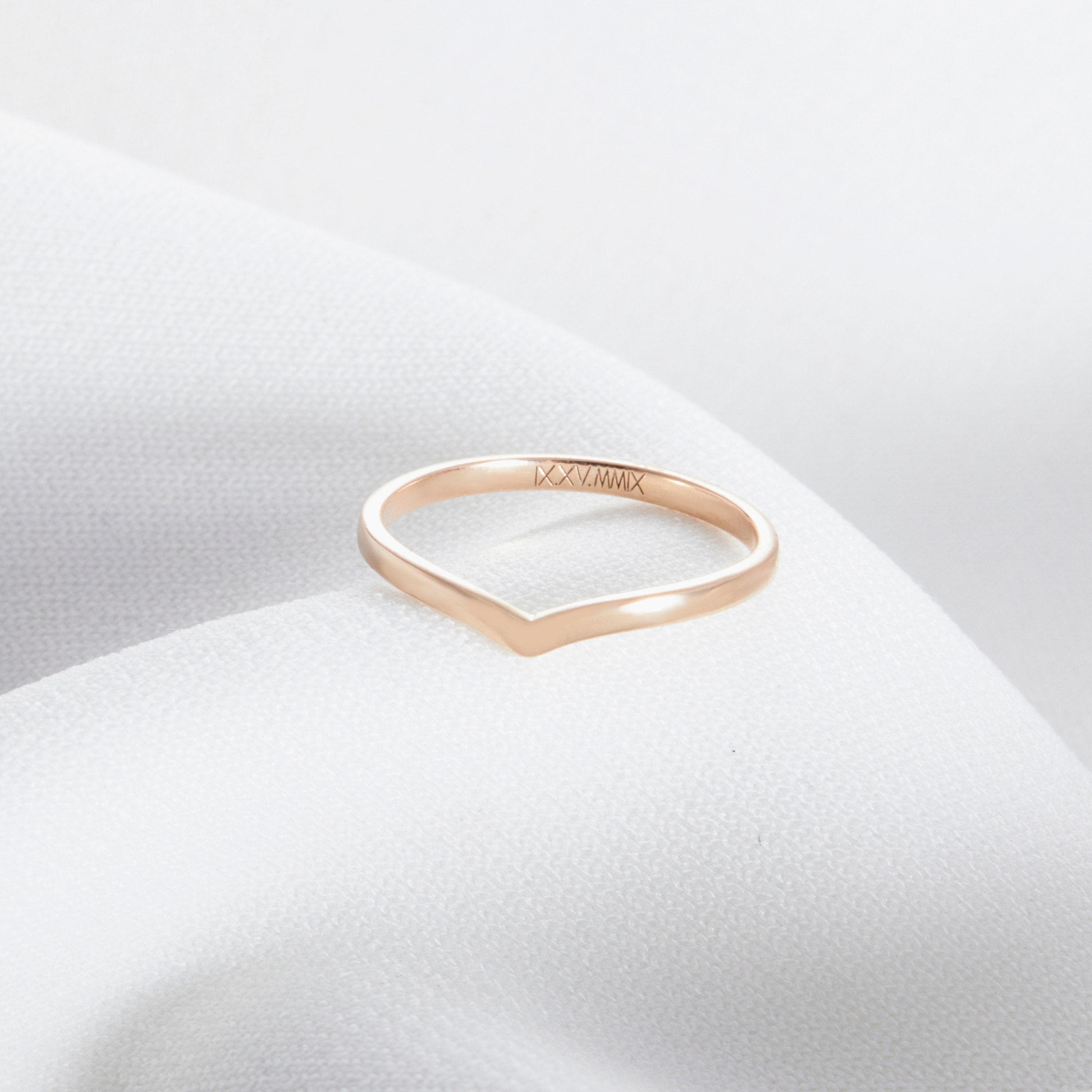Custom Engraved Dainty Name/ Promise/ Family Ring | Wishbone Rings | Mother's Day - Christmas Gifts