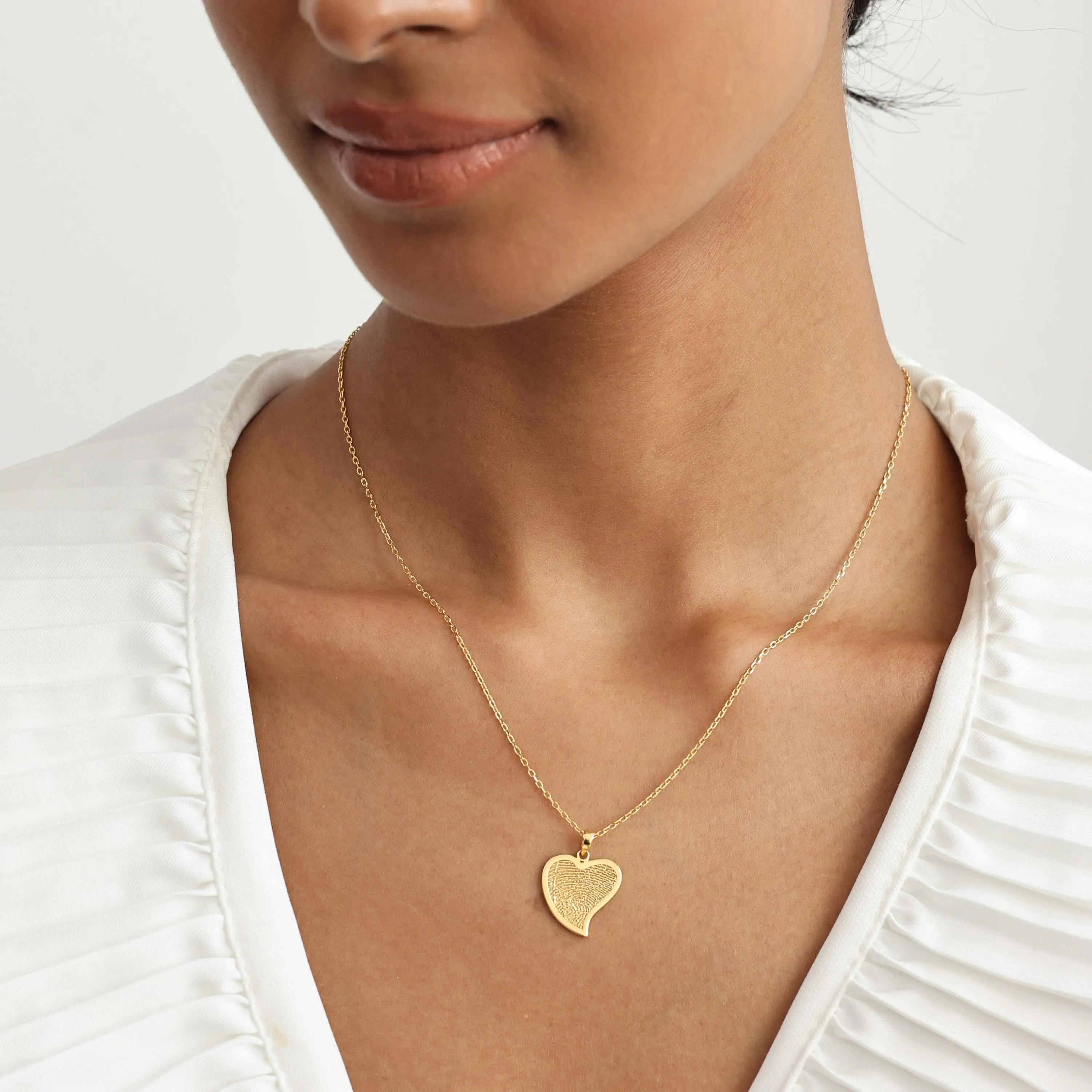 Heart Charm Fingerprint Necklace TSK Silver | Actual Thumbprint Jewelry | Mother's Day - Christmas Gifts - image 3