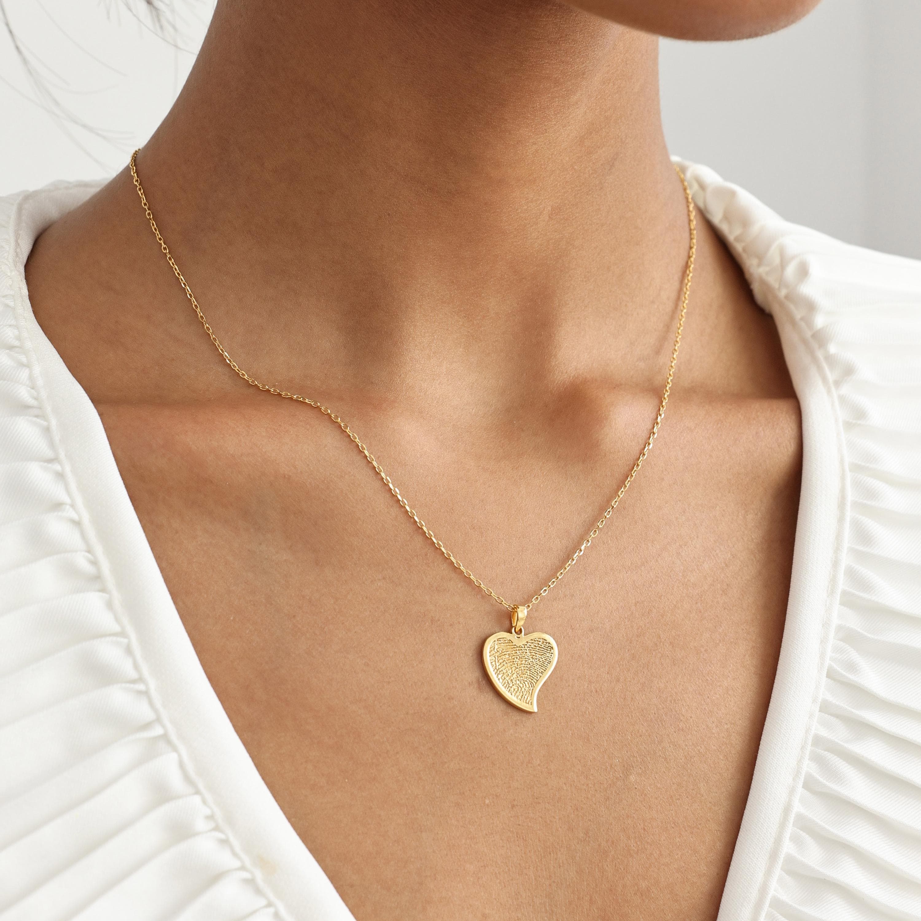 Heart Charm Fingerprint Necklace TSK Silver | Actual Thumbprint Jewelry | Mother's Day - Christmas Gifts - image 5