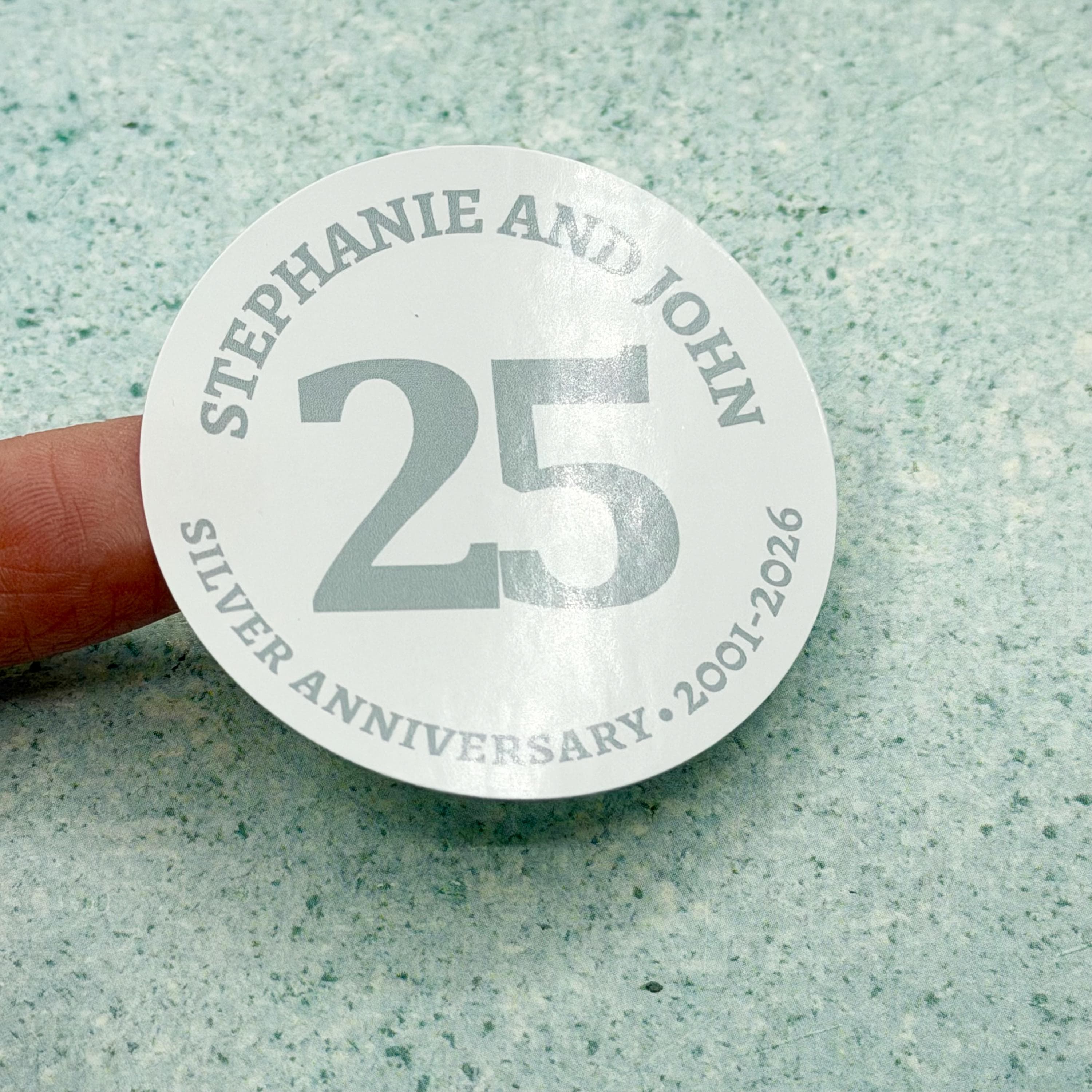 Personalised Silver 25th Anniversary Stickers, 25th Anniversary Stickers, Silver Anniversary - image 3