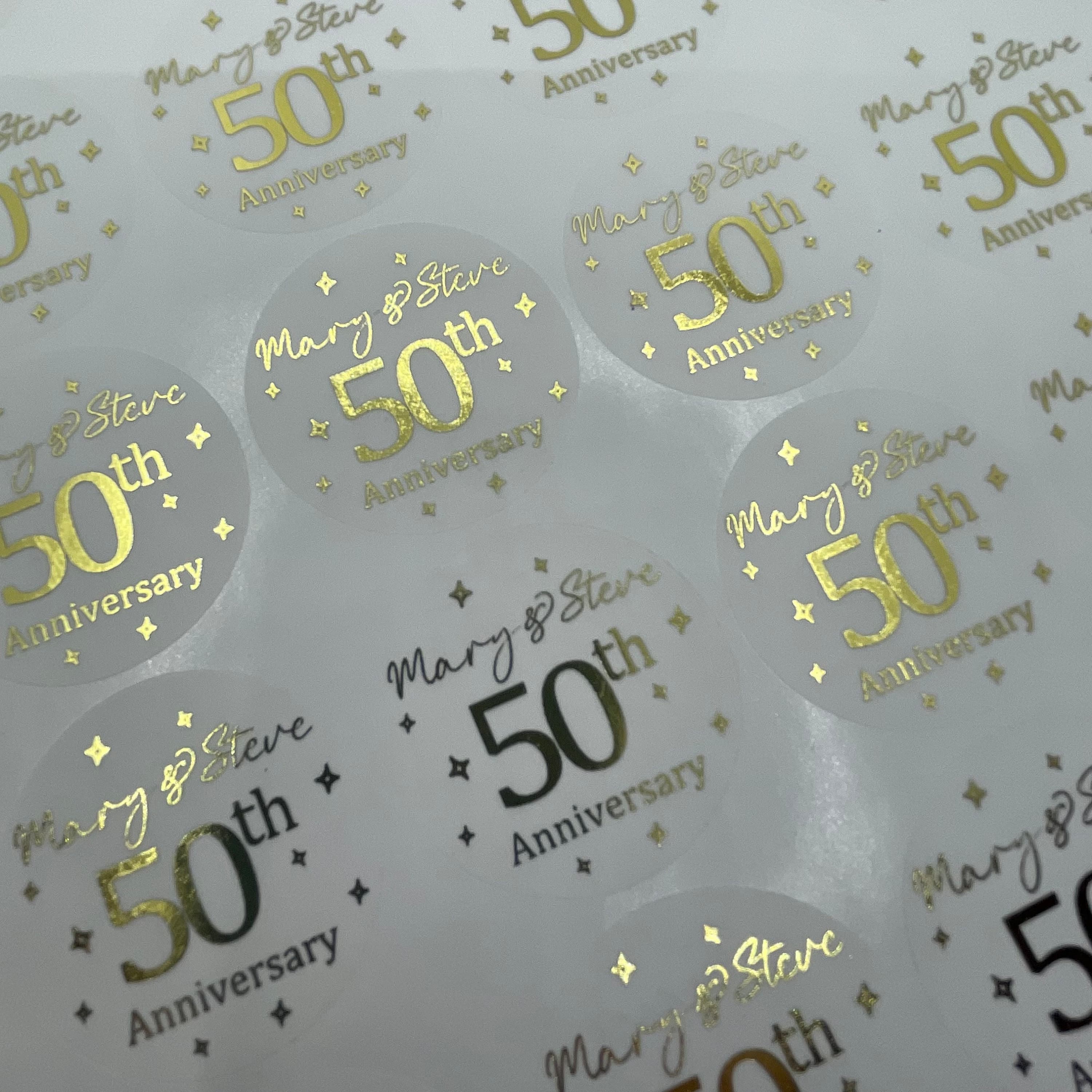50th Anniversary Stickers, Golden Anniversary, Personalised Anniversary Stickers - image 3