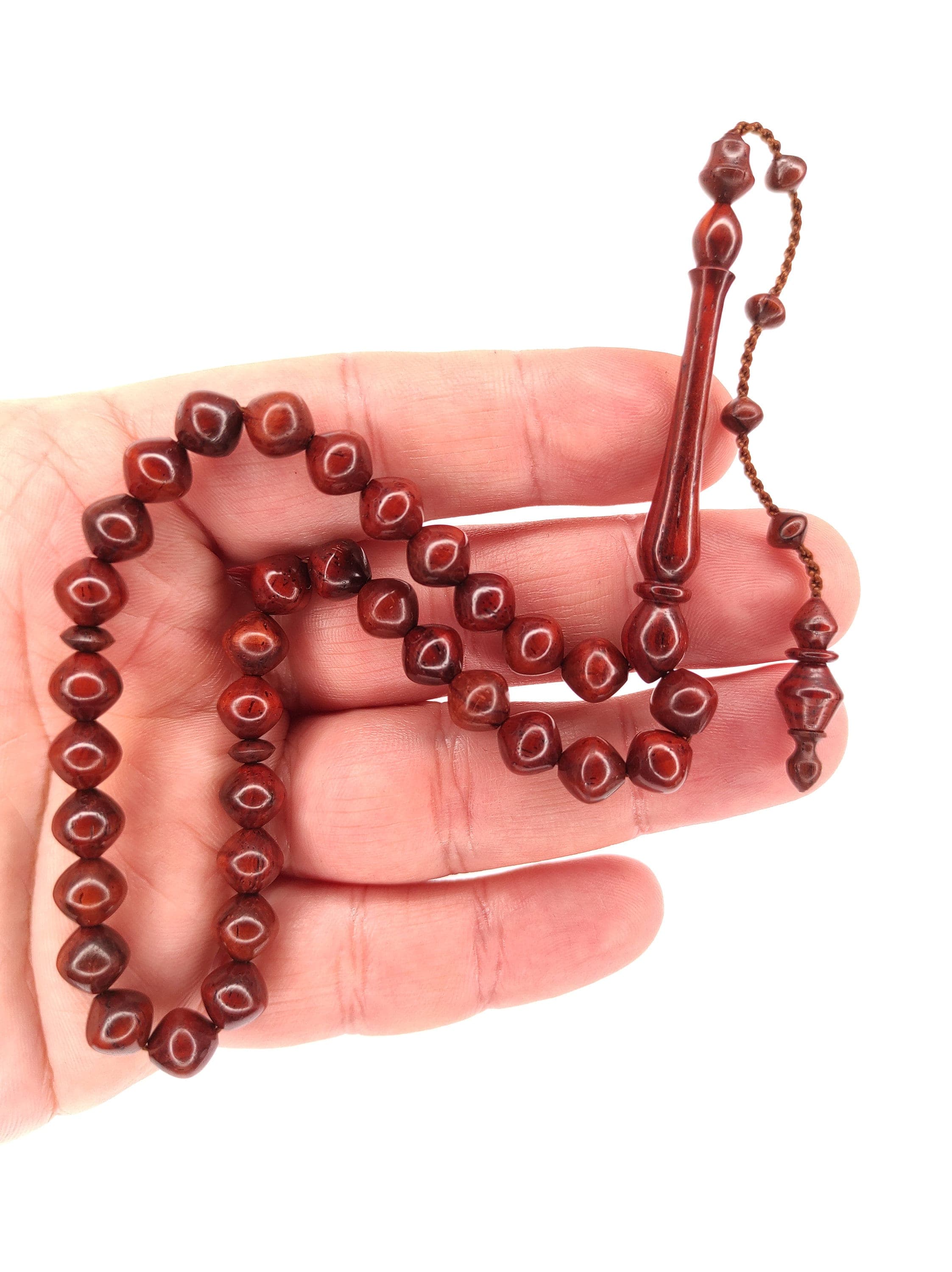 Small-Sized Cocobolo Wood Prayer Beads, Ağac Tasbih, Tesbih,  Misbaha, Worry Beads, Dhikr, Tasbeeh 998 - image 5
