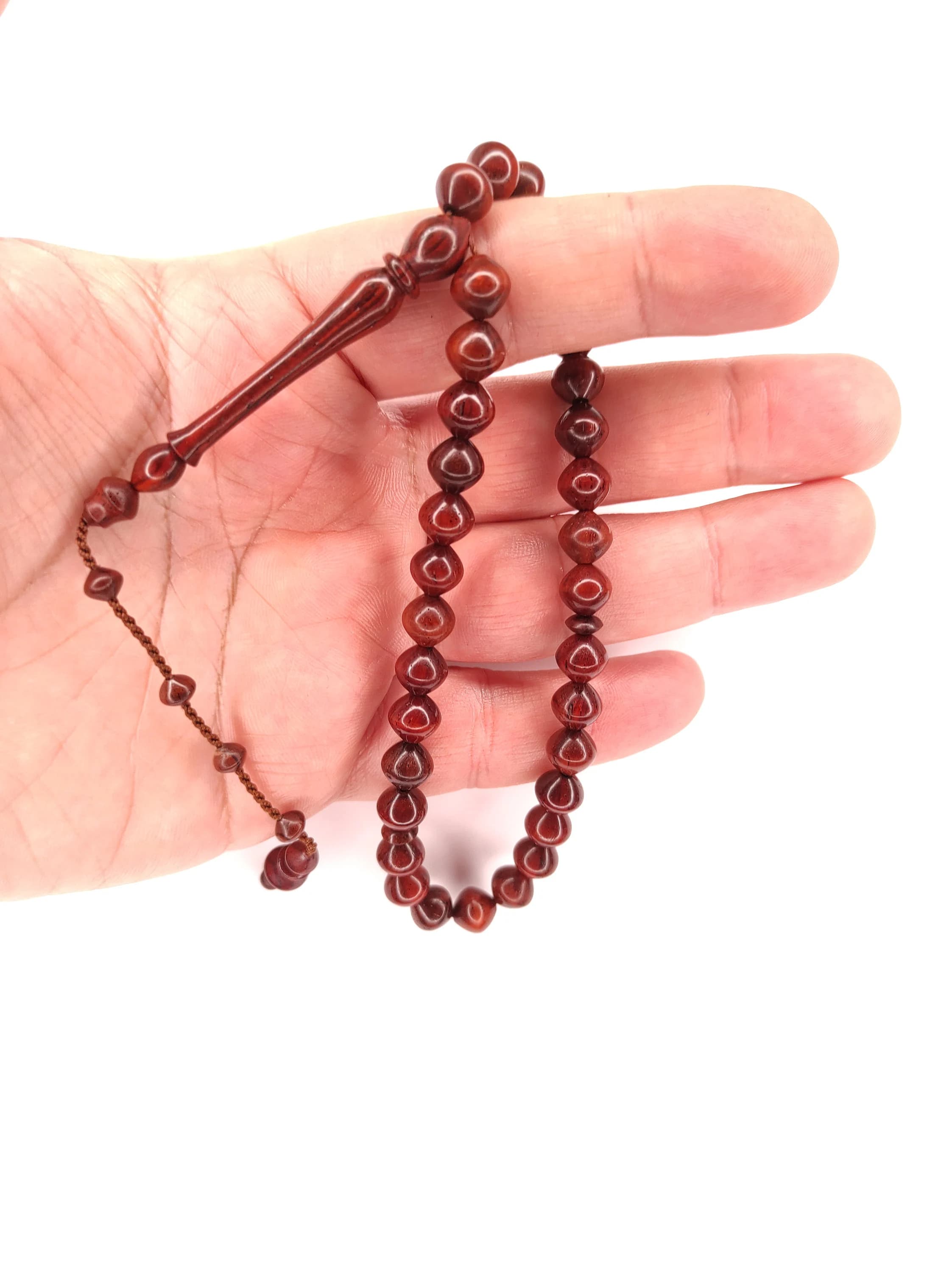 Small-Sized Cocobolo Wood Prayer Beads, Ağac Tasbih, Tesbih,  Misbaha, Worry Beads, Dhikr, Tasbeeh 998 - image 4