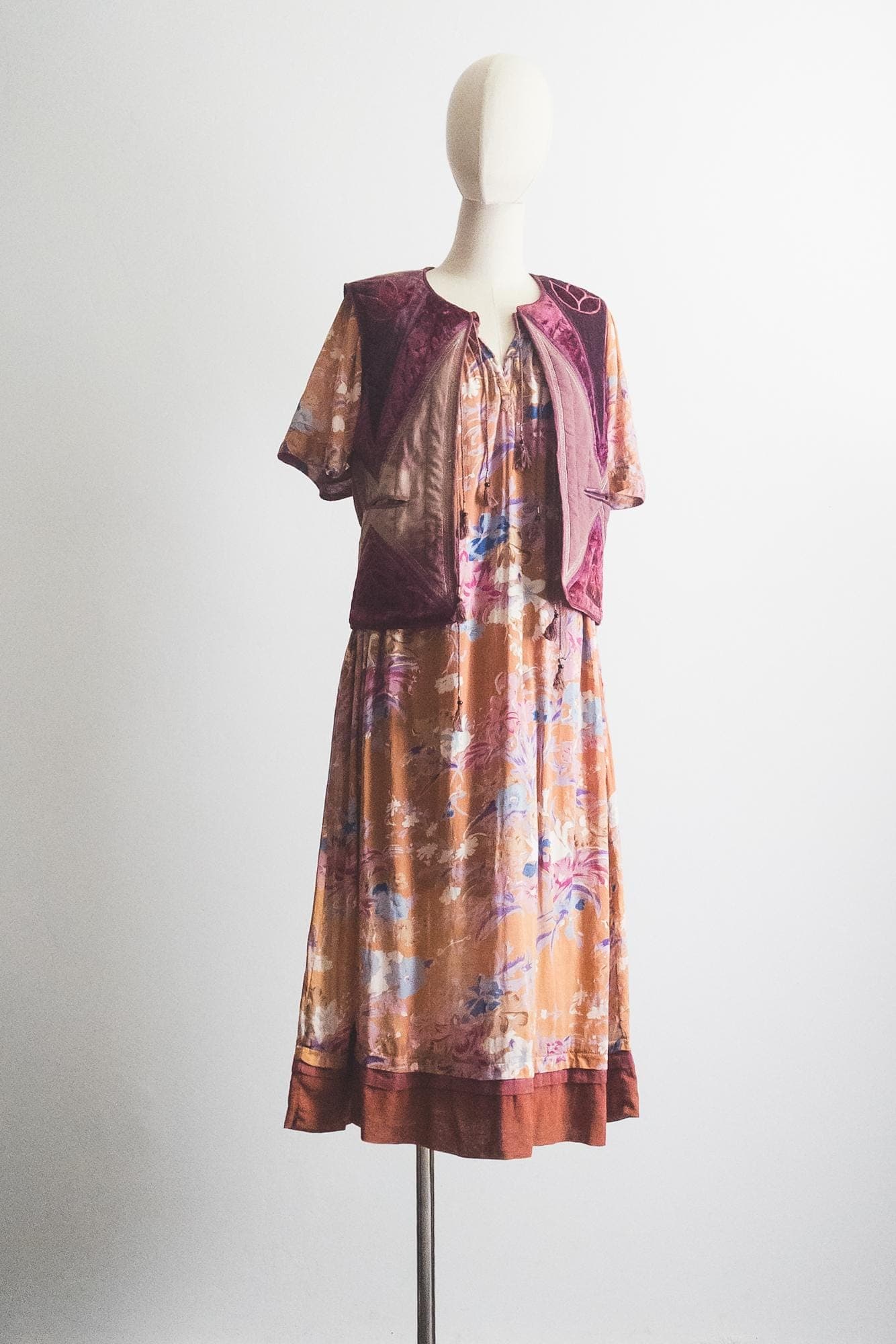 7Os indian hippie peasant nap dress  - small to medium