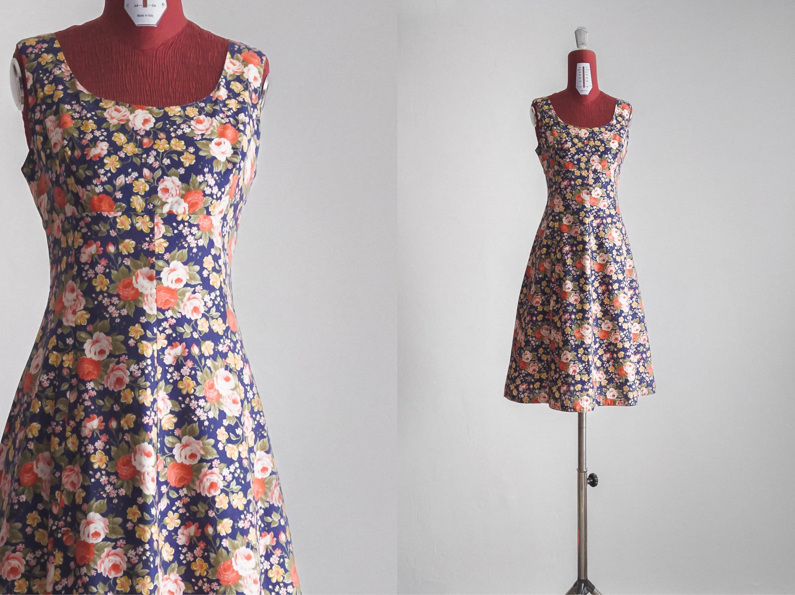 1970s vintage garden cotton sundress dress of london (s/m)