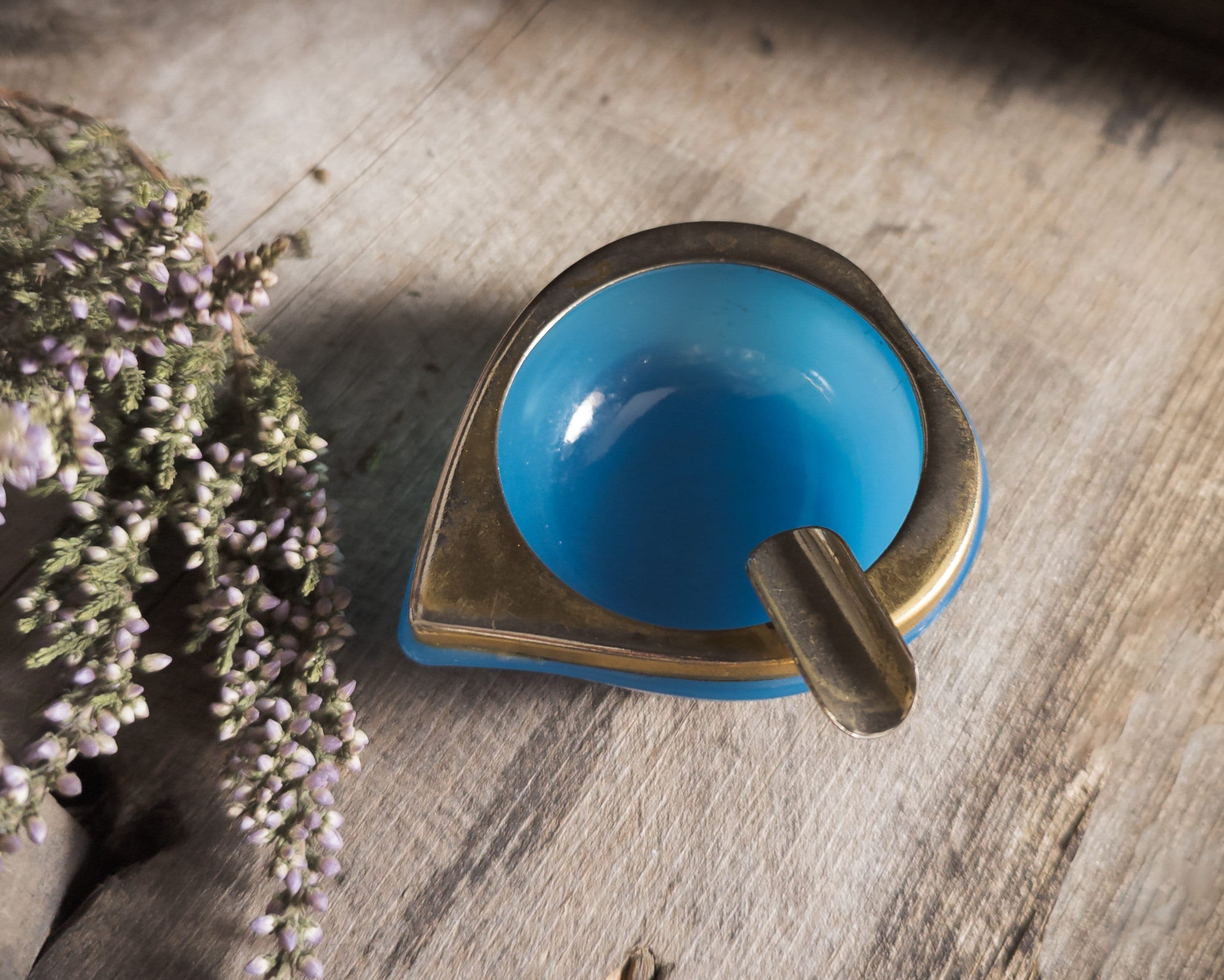 vintage small ashtray french blue opaline glass gilt antique - vintage french home decor. nostalgic ashtray. trinket trays. catchalls