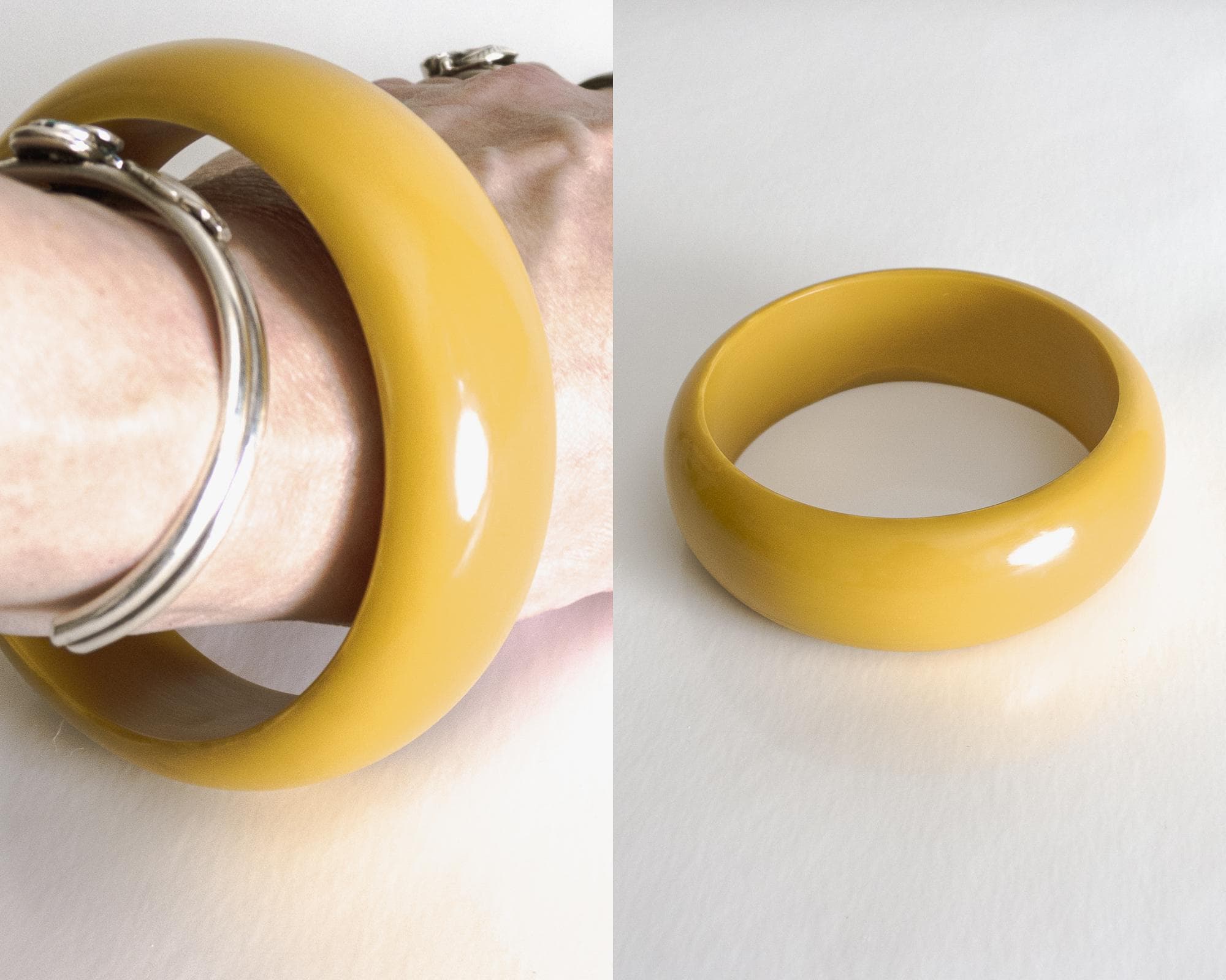 vintage bakelite bangle bracelet butterscotch 1” wide