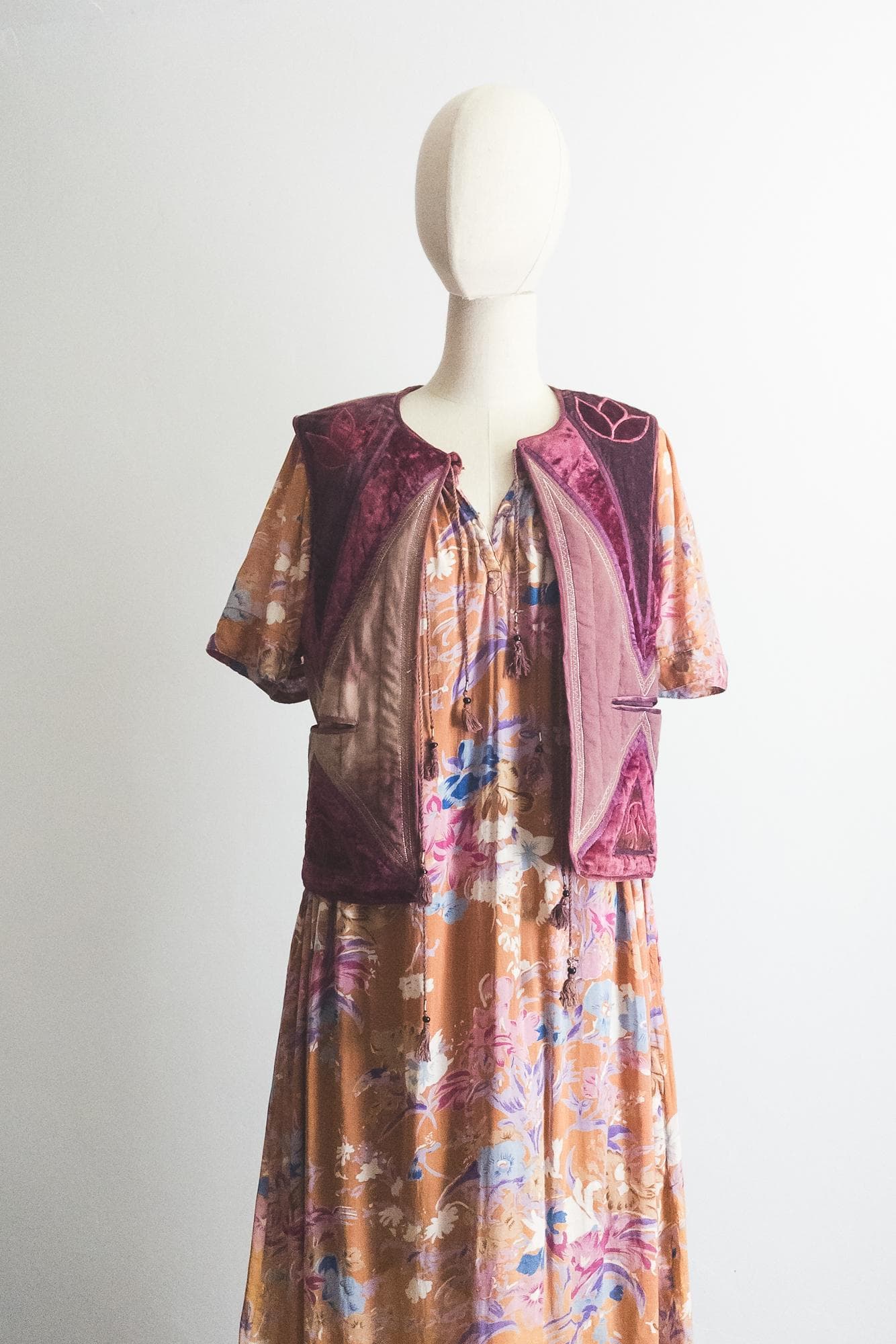 7Os indian hippie peasant nap dress  - small to medium - image 3