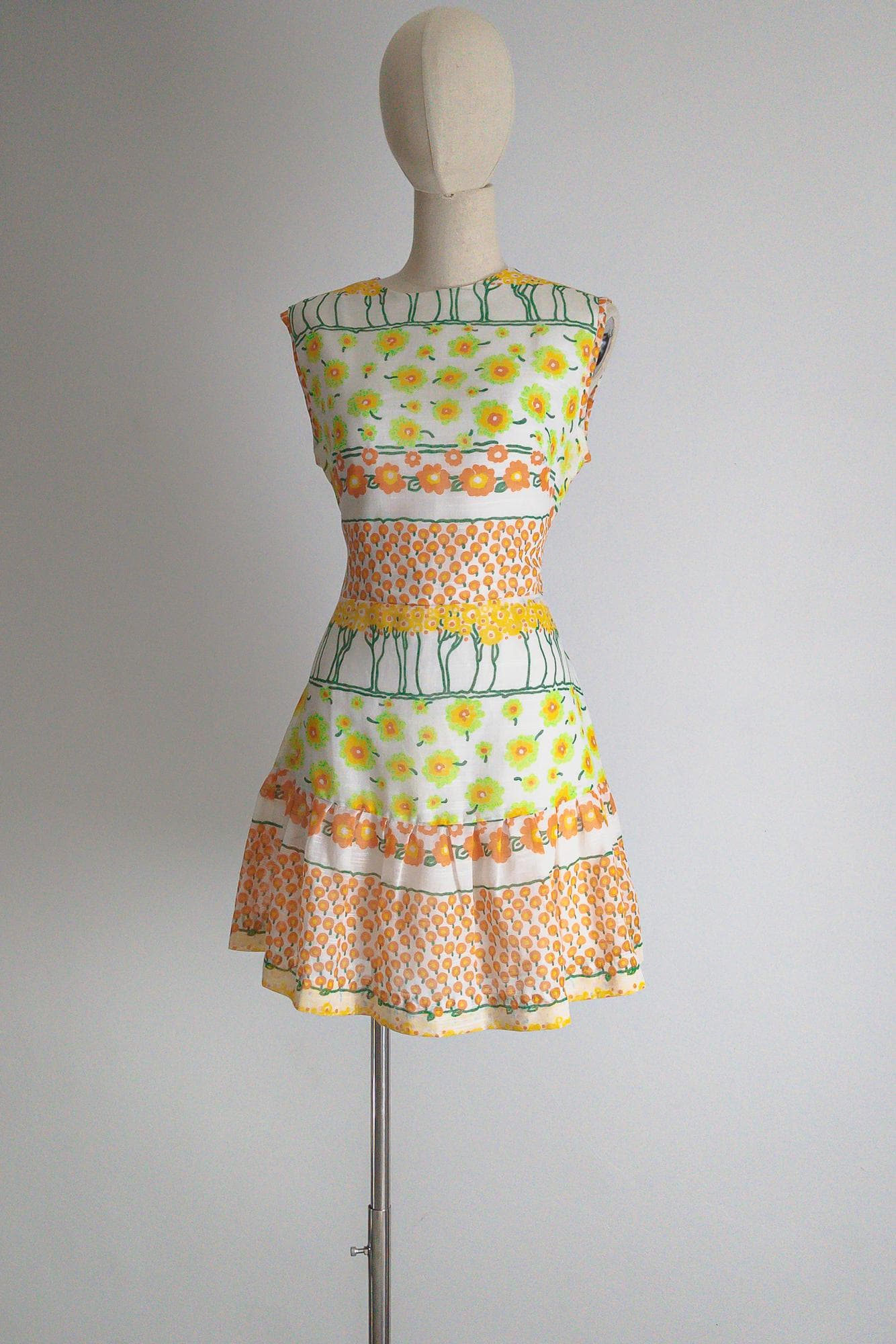 1960s mod gogo cocktail skater dress with marimekko-reminiscent poppy print – vintage 60s scandinavian party mini dress - image 4