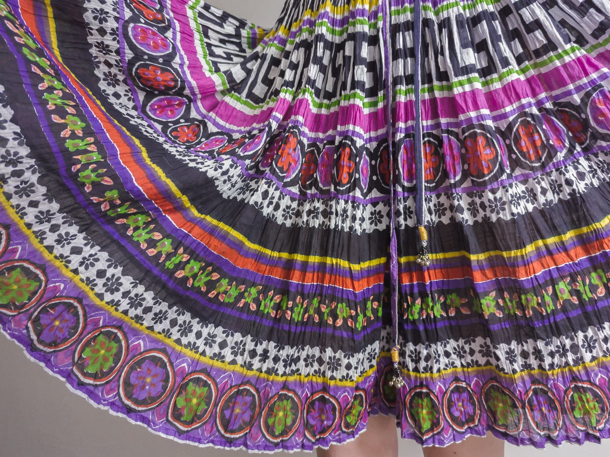 indian crinkle gauze cotton culotte skirt (s/m) - image 4