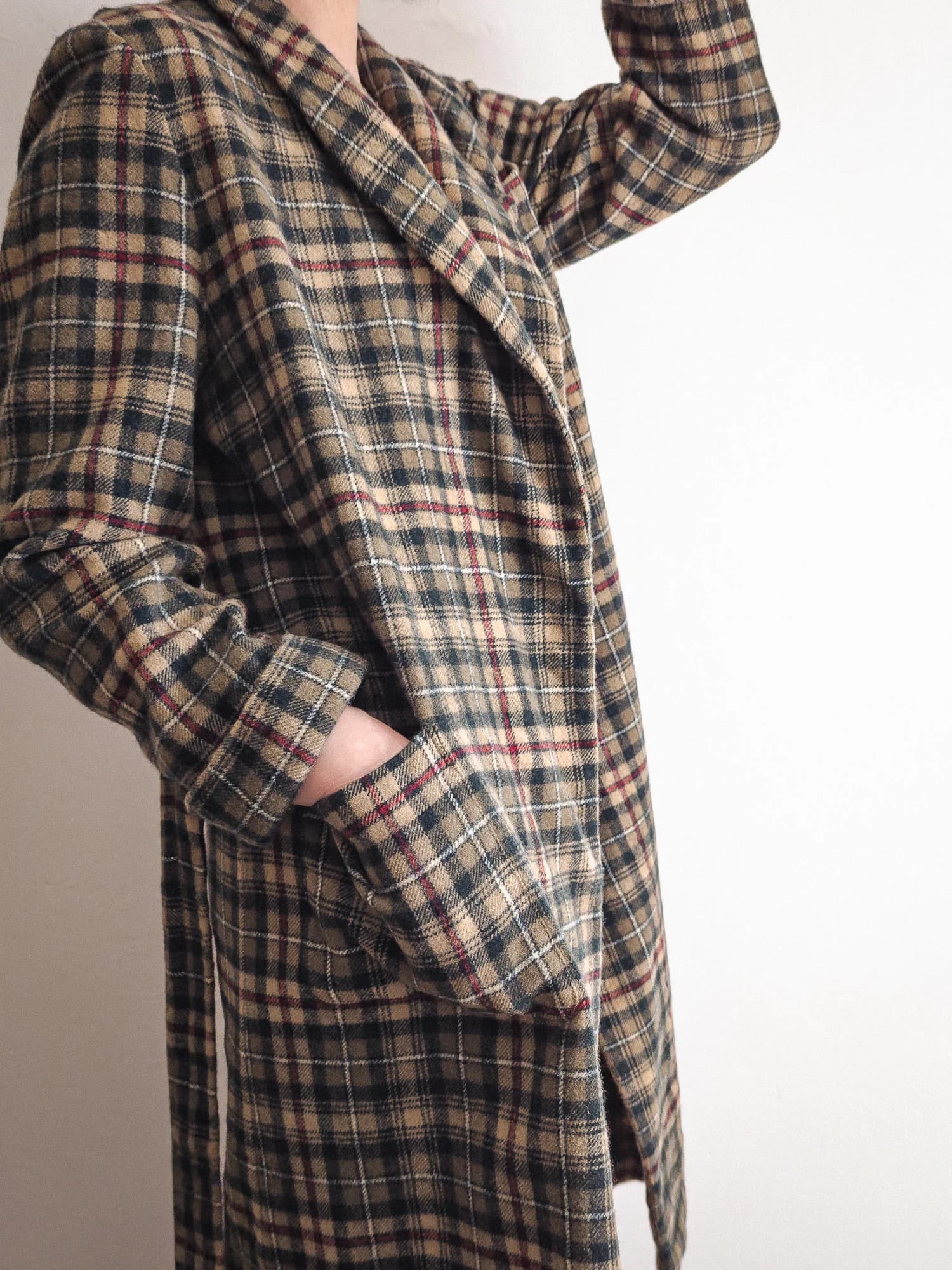 tartan wool belted dressing gown robe vintage - image 5