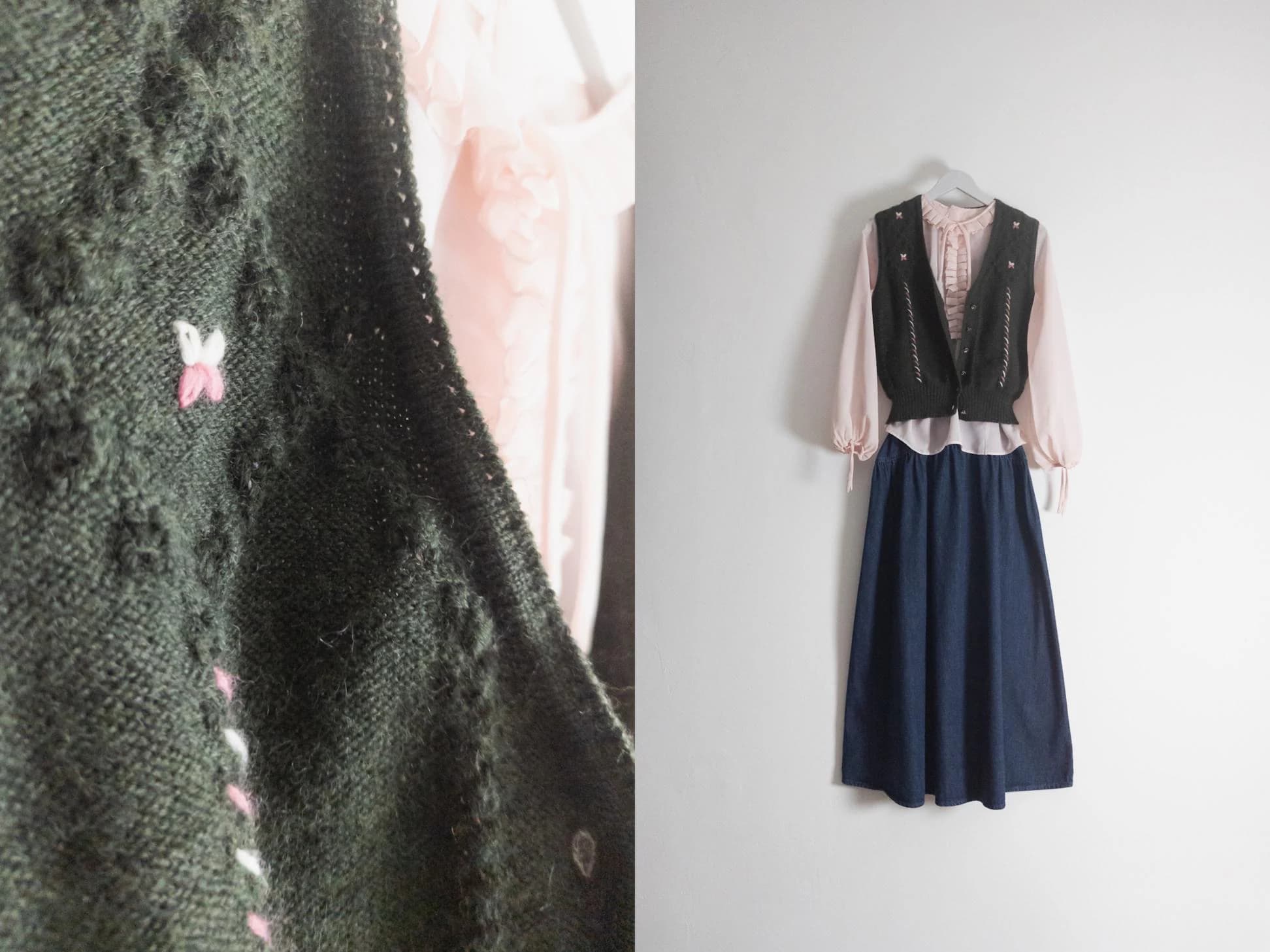 cottage forest wool sweater vest