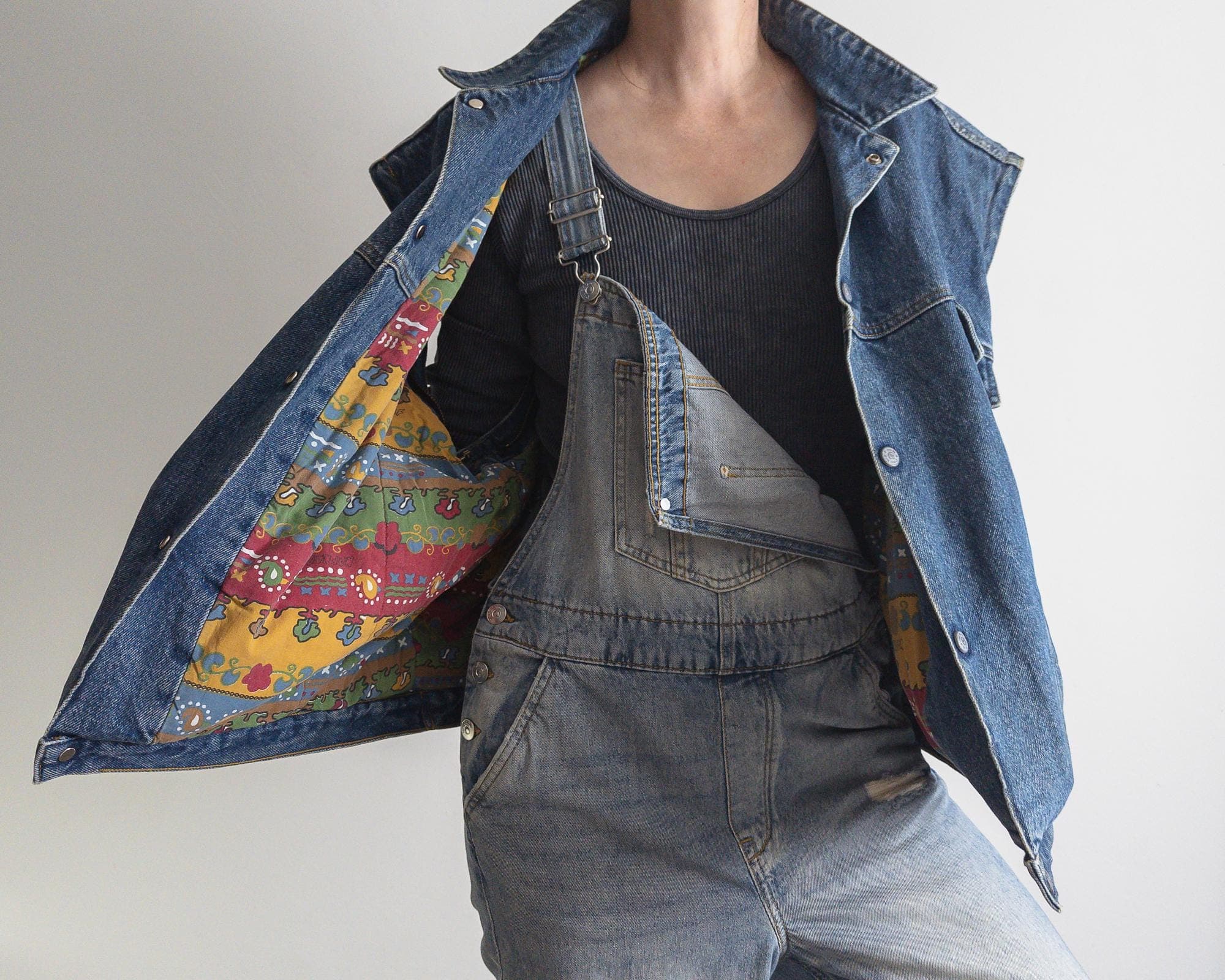 vintage 80s denim padded trucker vest xxl/ oversized