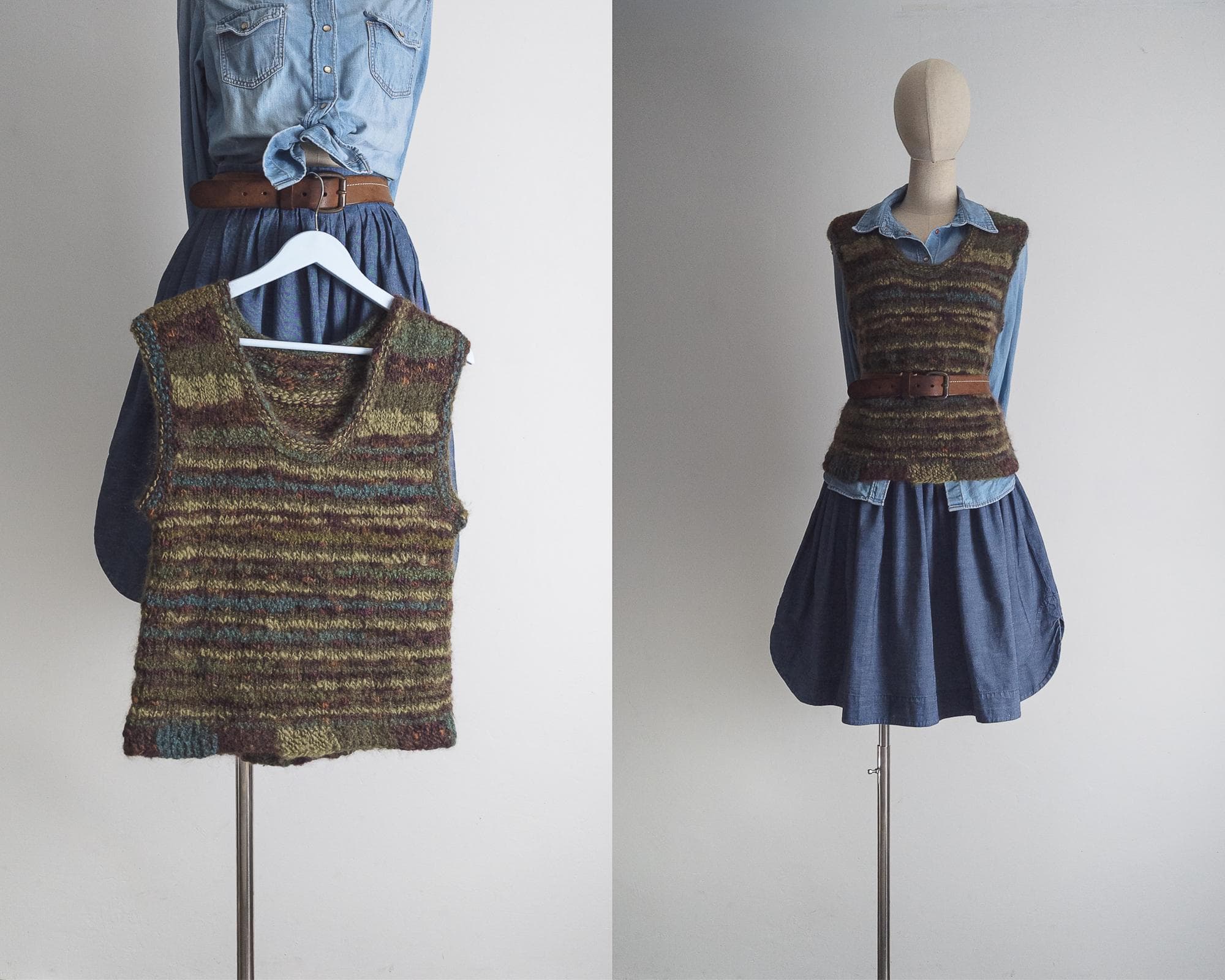 vintage wool mohair sweater vest – sleeveless pullover in earthy tones