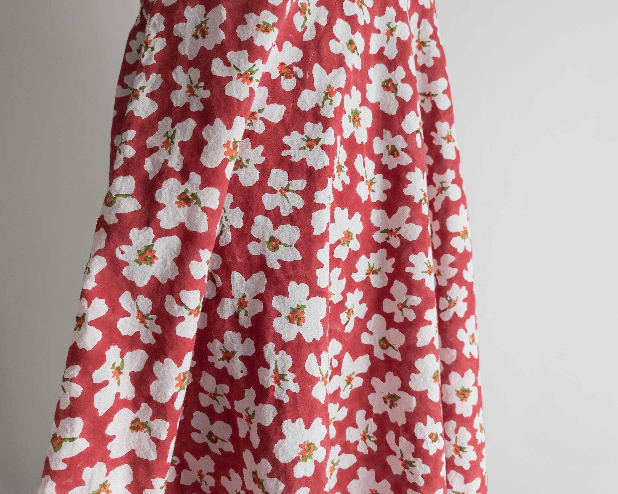 floral babydoll day nap dress m/l – block print cotton – y2k vintage 00s - image 5