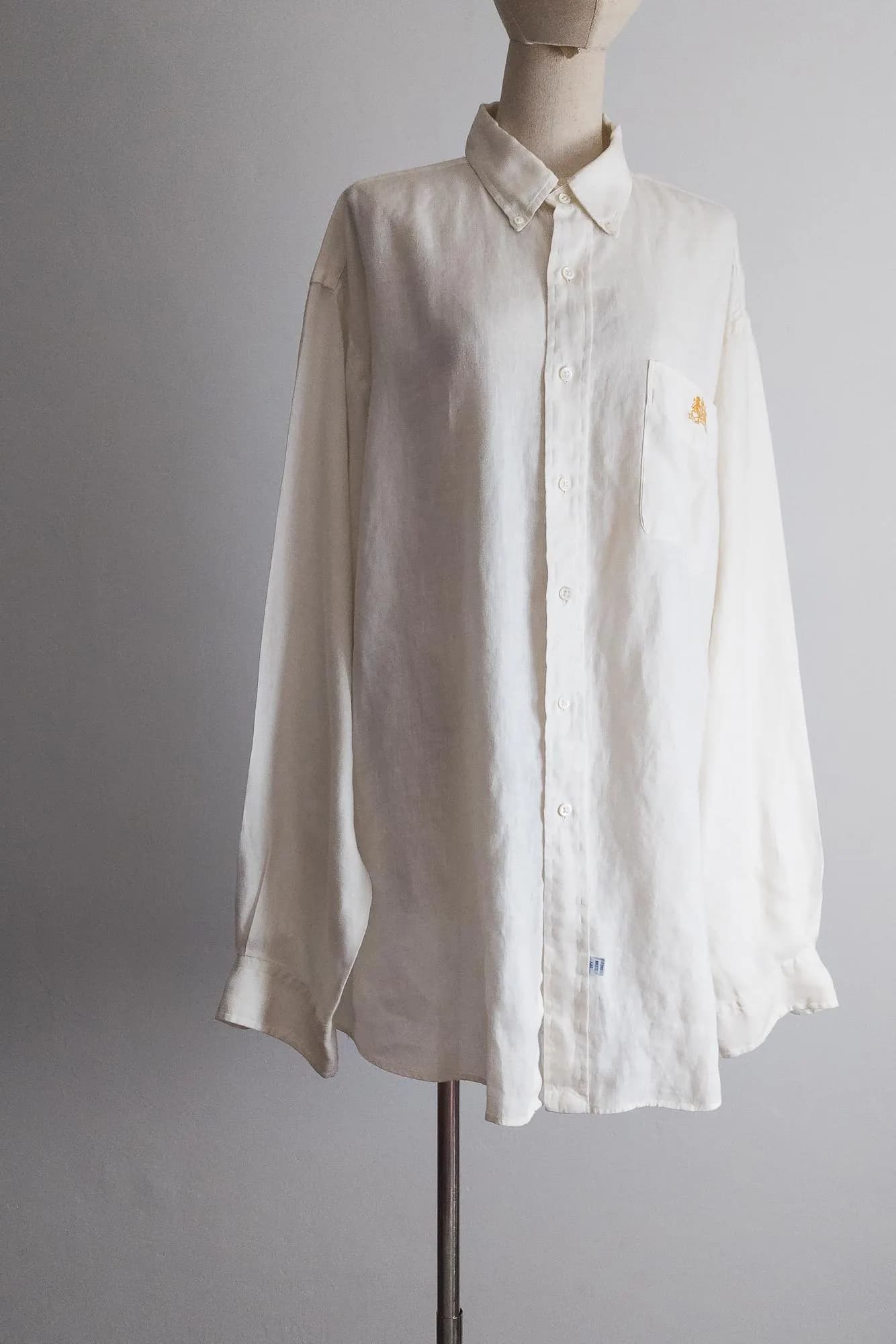 1990s eggwhite linen button up, xl - image 3