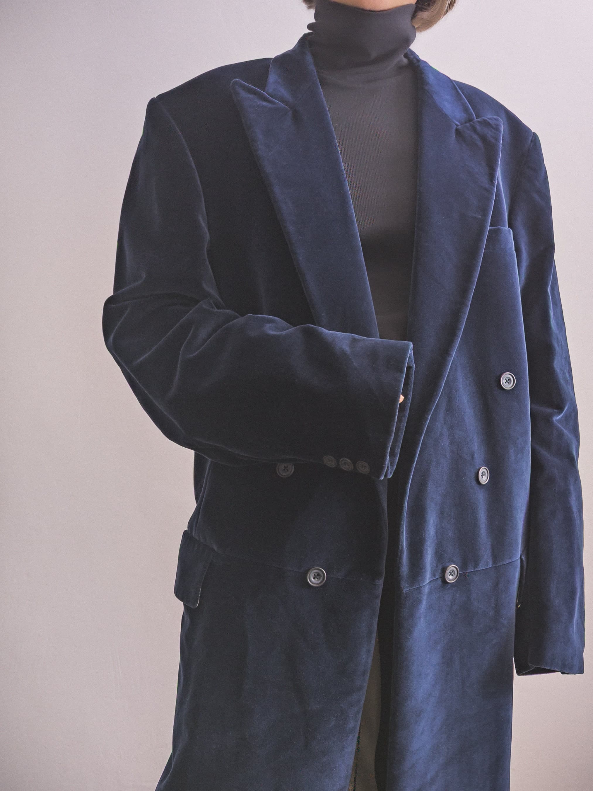 Velvet frock coat Victorian Edwardian-inspired vintage 1950s tailored bespoke made long formal men's coat sapphire blue velvet overfrock - image 3