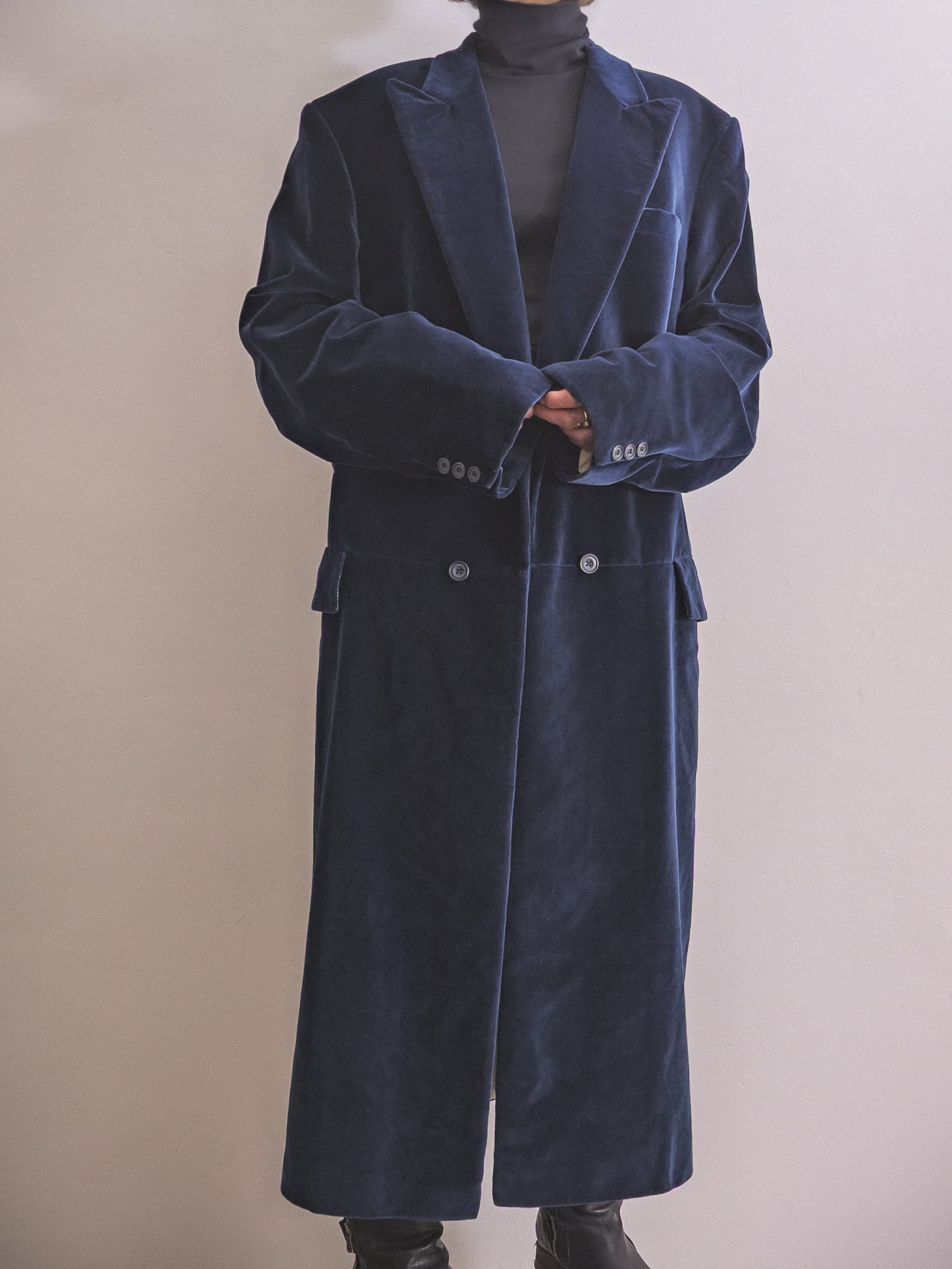 Velvet frock coat Victorian Edwardian-inspired vintage 1950s tailored bespoke made long formal men's coat sapphire blue velvet overfrock - image 5