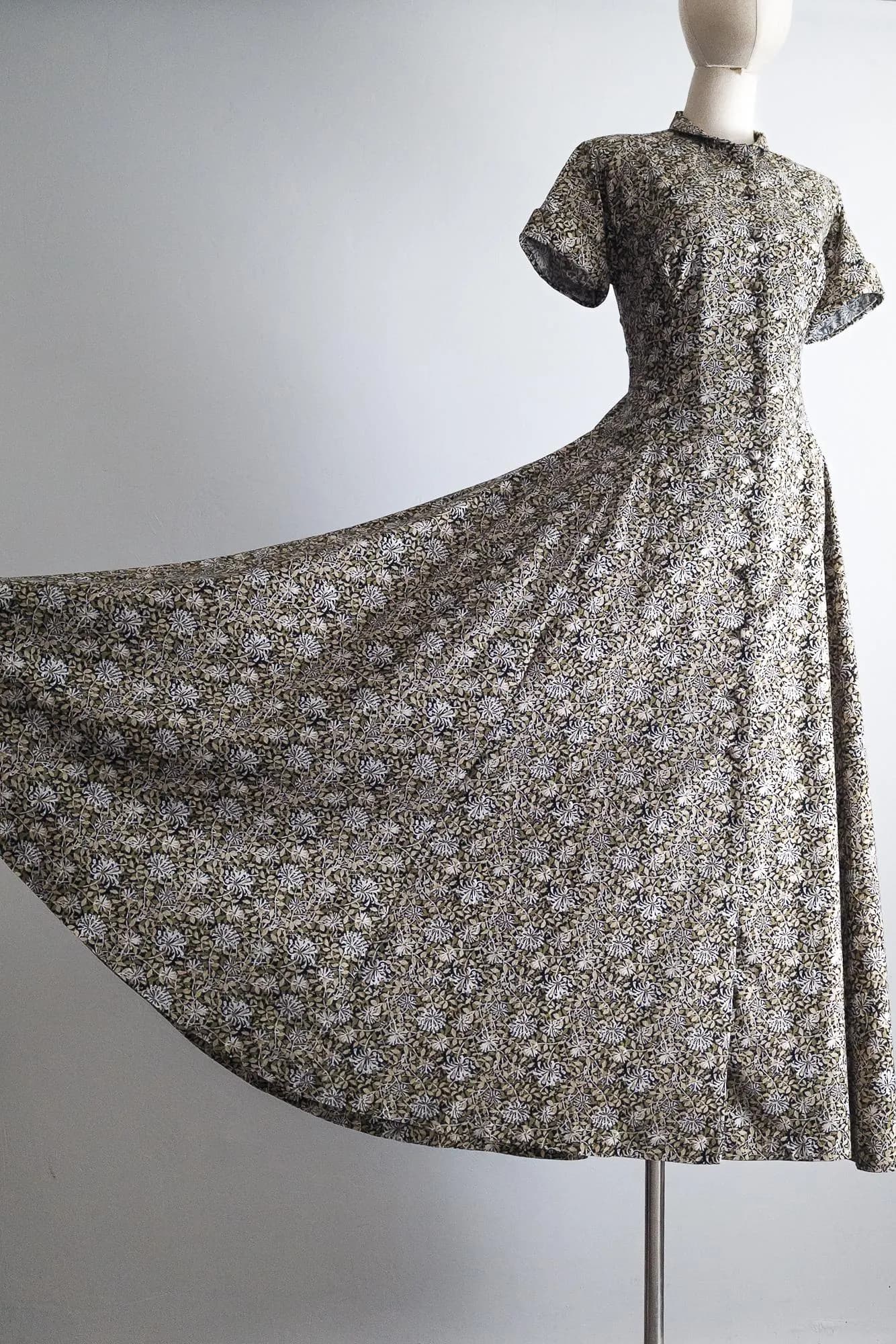 vintage modest long cotton dress xs - image 4
