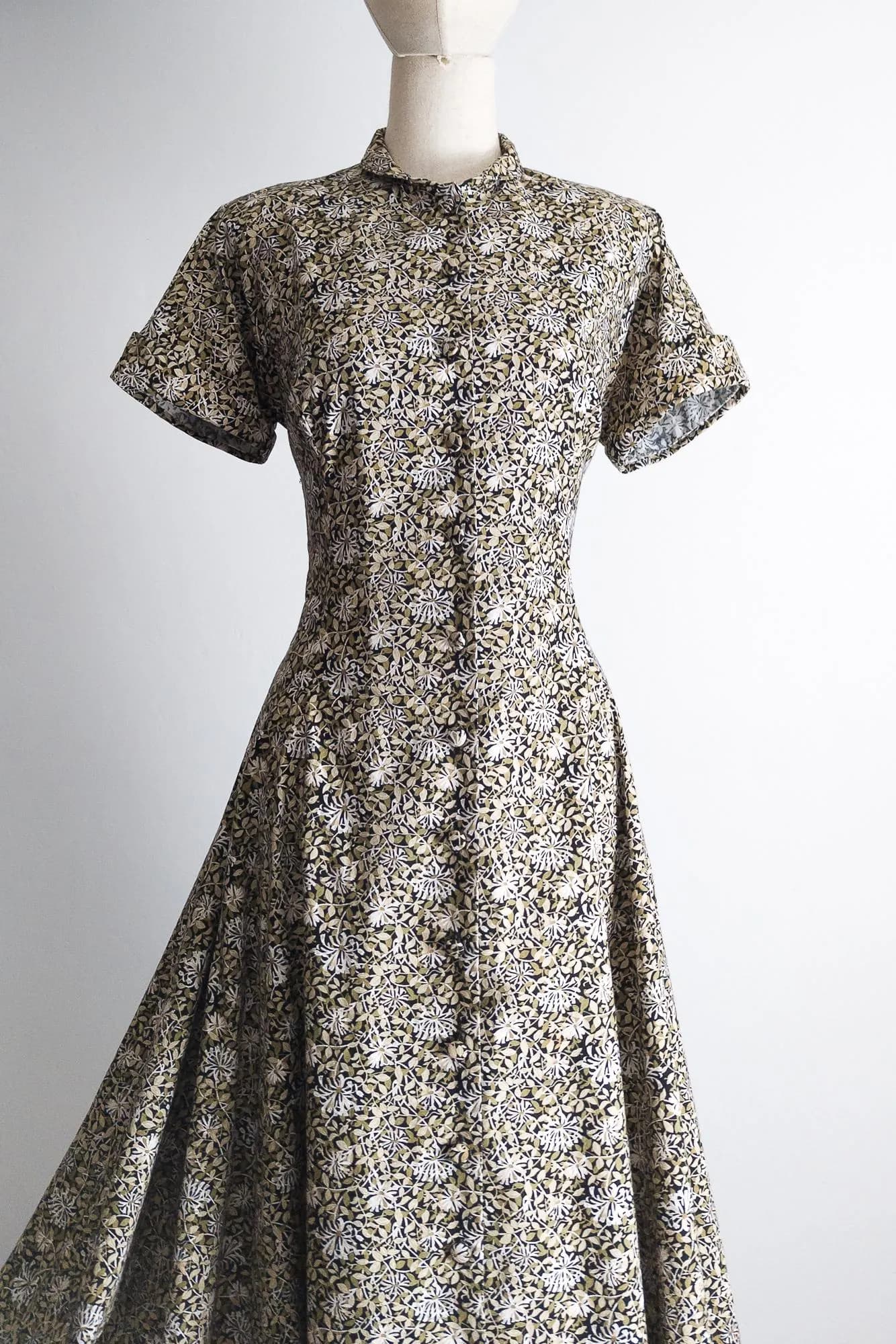vintage modest long cotton dress xs - image 3