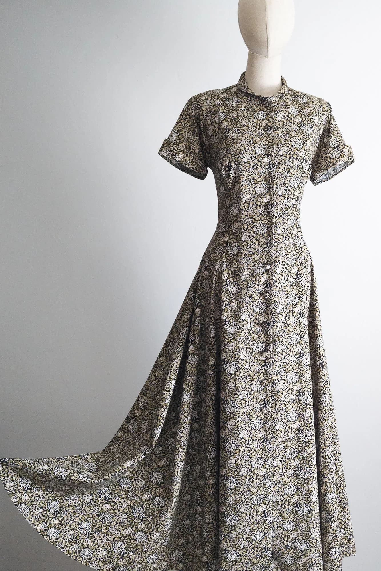 vintage modest long cotton dress xs - image 5